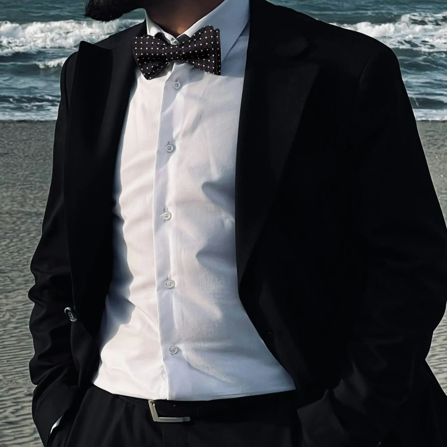 Ties2you Self-tie Bow Ties Black White Plaid Mens Silk Bowtie Pocket Square Cufflinks Set sold by Ties2You product image thumbnail 2