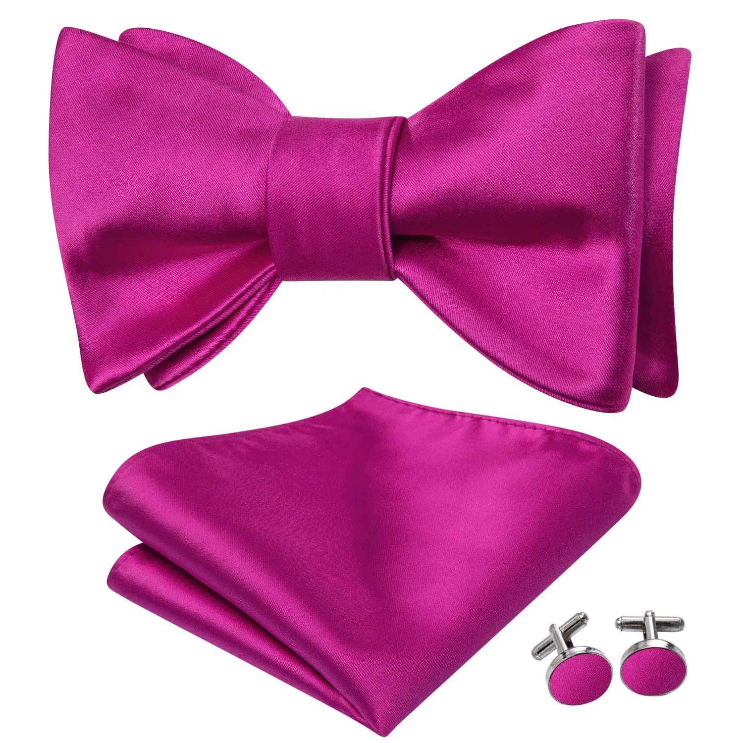 Ties2you Self-tie Bow Ties Magenta Purple Solid Silk Mens Bowtie Set for Tuxedo Suit sold by Ties2You product image thumbnail 2
