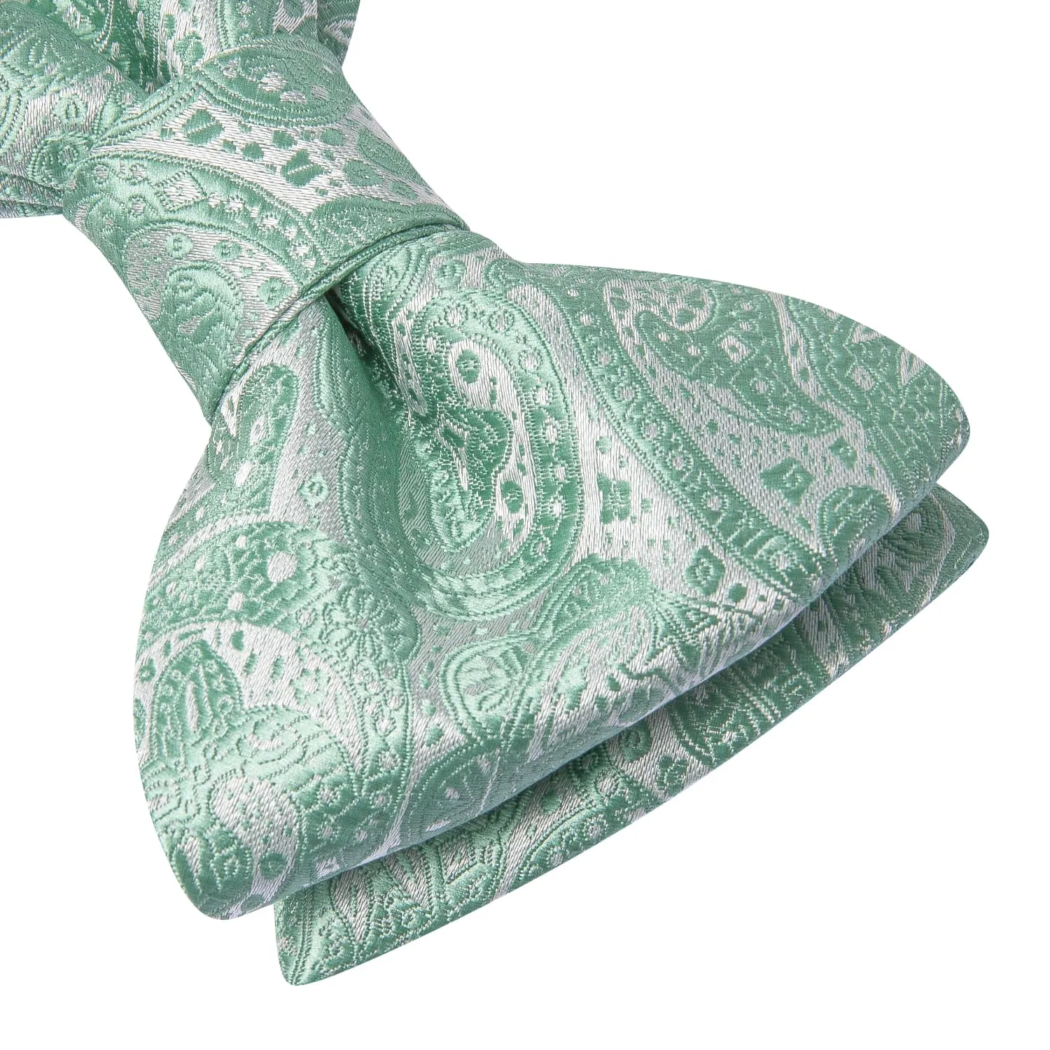 Ties2you Self-tie Bow Ties Pistachio Color Green Paisley Silk Mens Bowtie Set for Tuxedo sold by Ties2You product image thumbnail 3