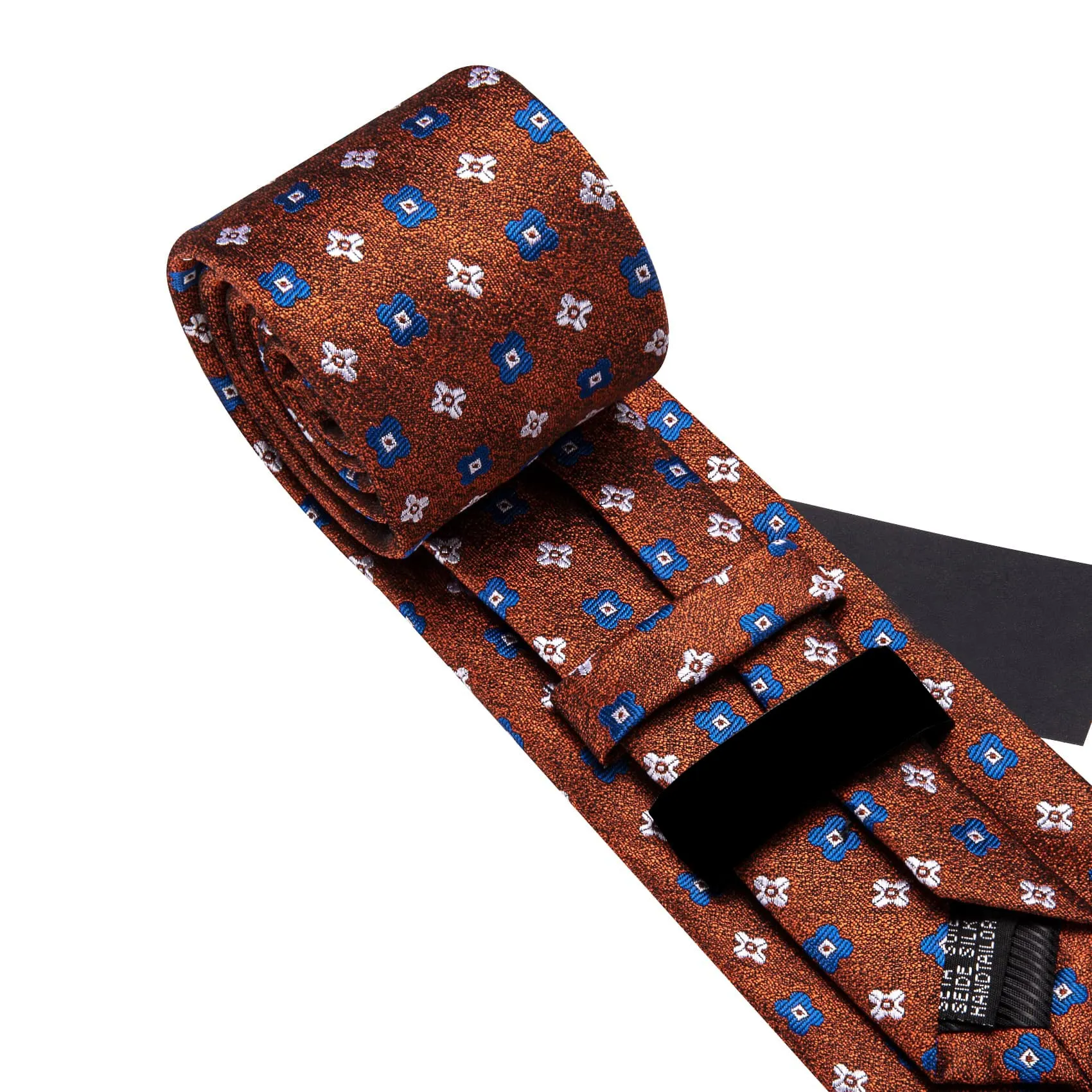 Ties2you Floral Tie Caramel Brown Silk Men's Tie Pocket Square Cufflinks Set sold by Ties2You product image thumbnail 5