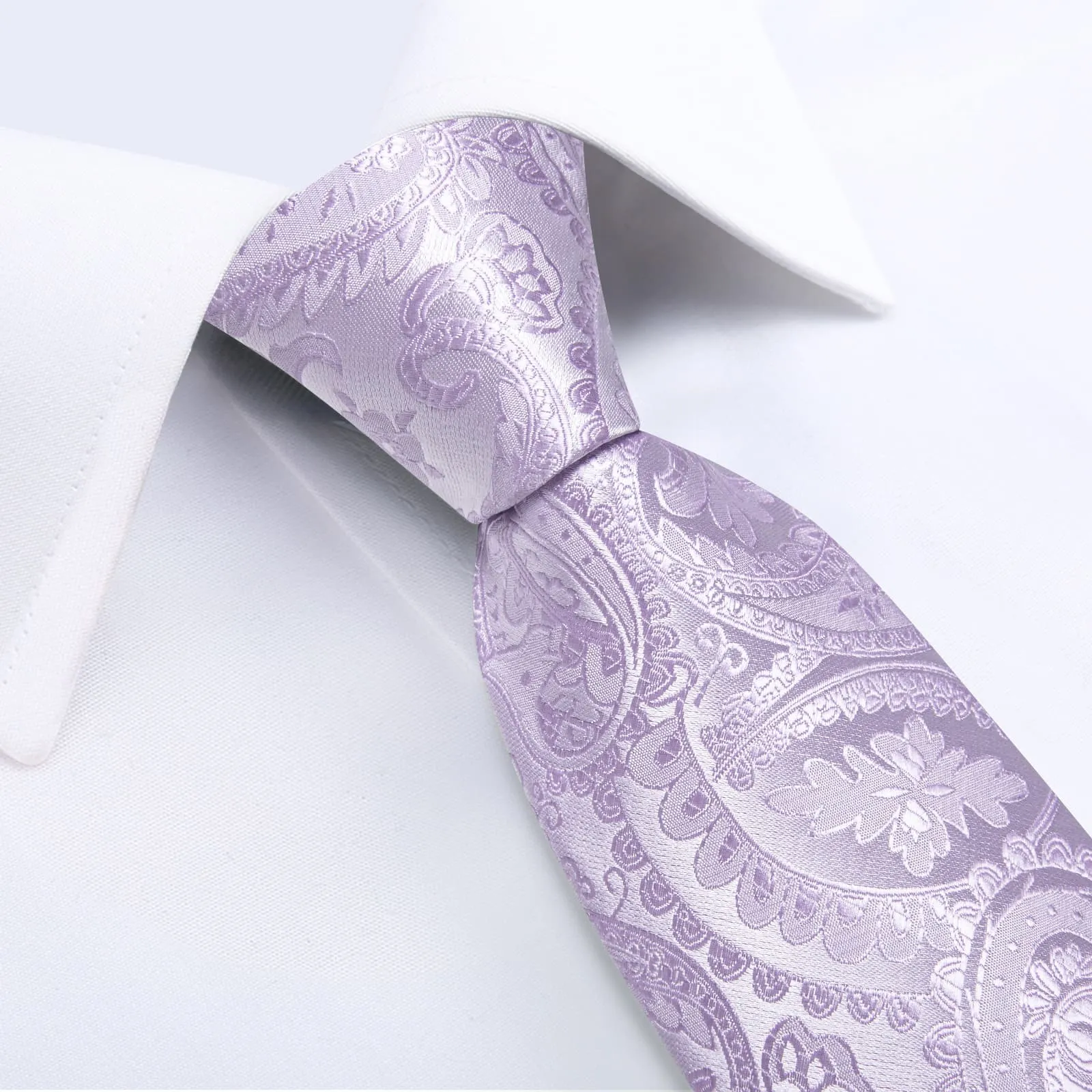 Ties2you Formal Ties Lavender Purple Paisley Silk Mens Tie Hanky Cufflinks Set for Tuxedo Dress sold by Ties2You product image thumbnail 3