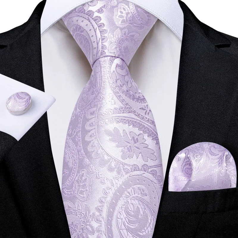 Ties2you Formal Ties Lavender Purple Paisley Silk Mens Tie Hanky Cufflinks Set for Tuxedo Dress sold by Ties2You