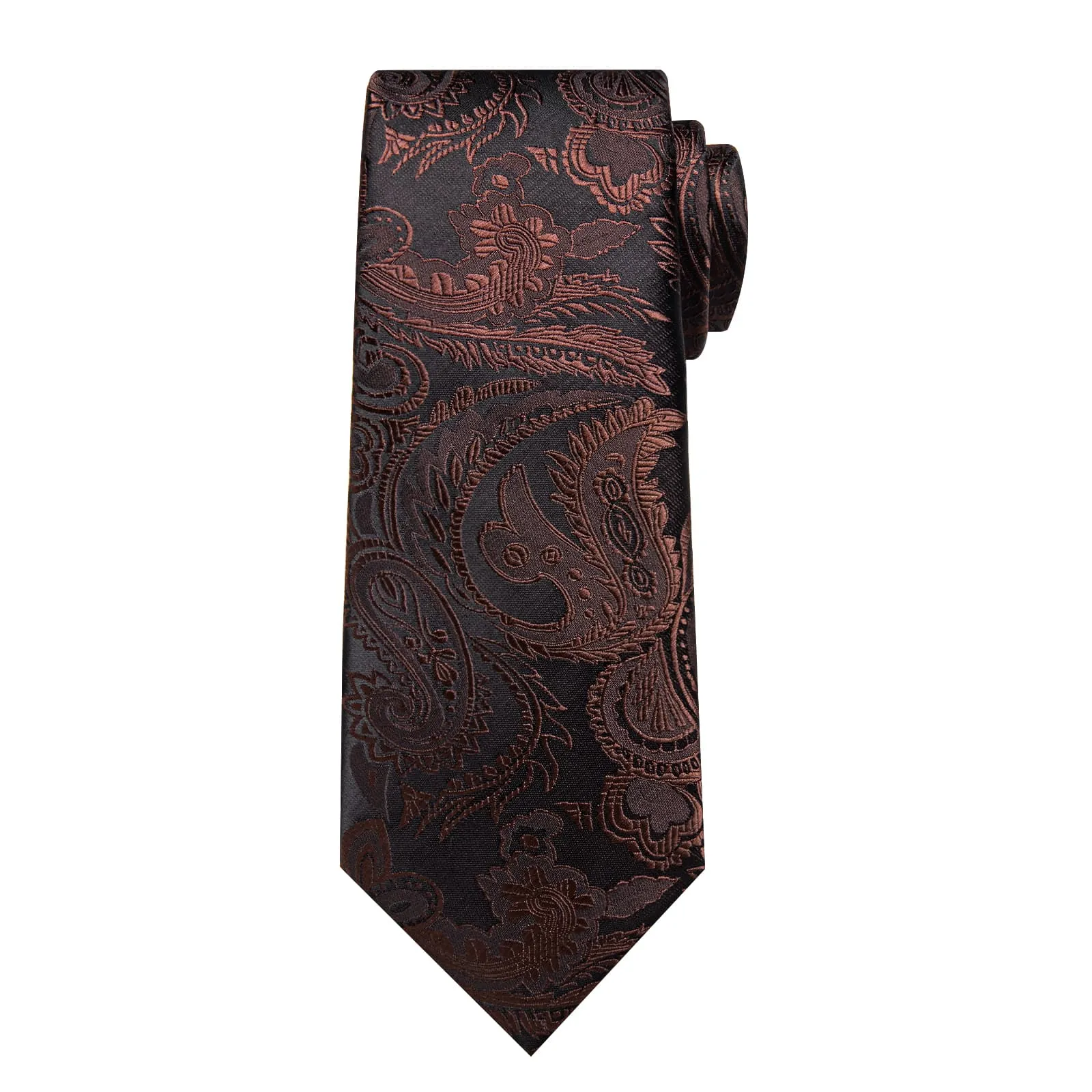 Ties2you Formal Ties Pecan Brown Paisley Silk Mens Tie Hanky Cufflinks Set for Tuxedo Dress sold by Ties2You product image thumbnail 4