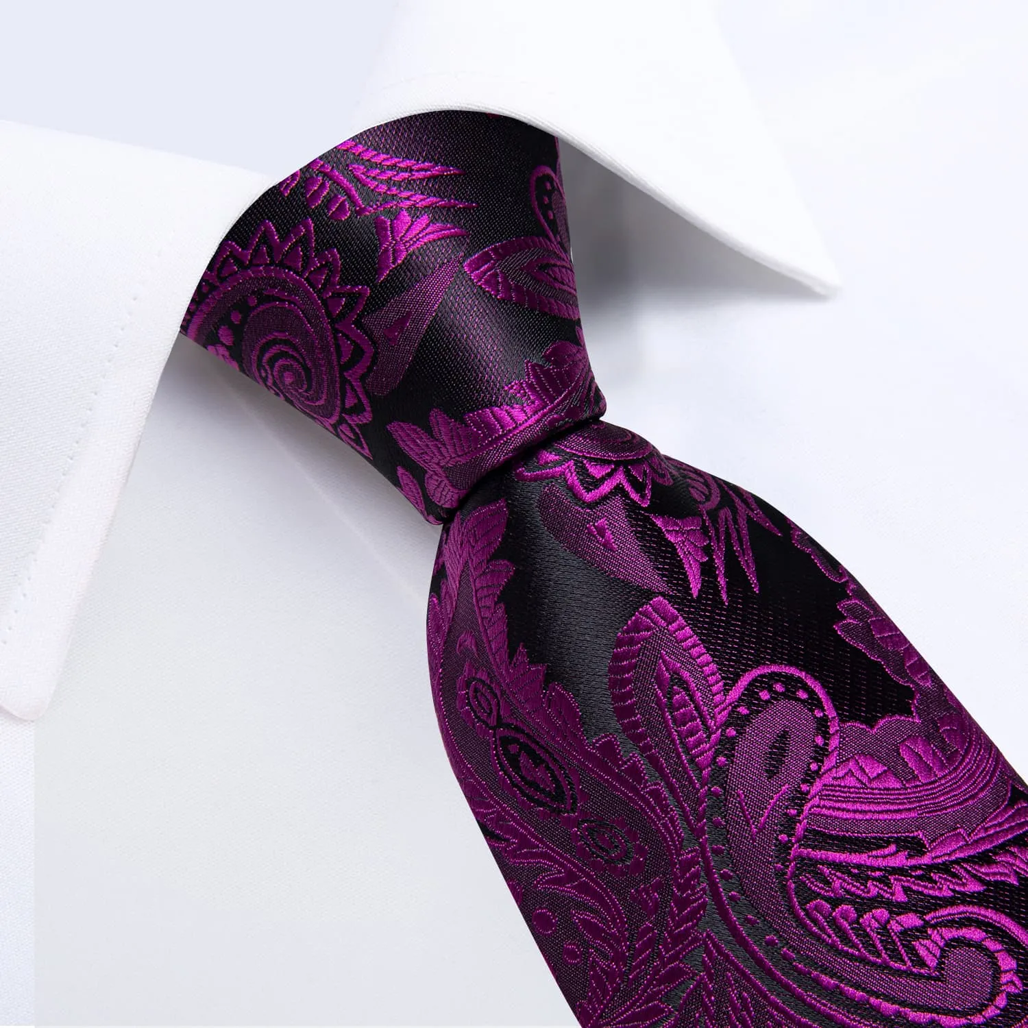 Ties2you Formal Ties Violet Purple Floral Silk Mens Tie Hanky Cufflinks Set for Tuxedo Dress sold by Ties2You product image thumbnail 3