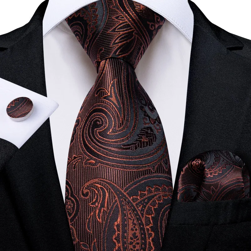 Ties2you Formal Ties Tortilla Brown Paisley Silk Mens Tie Hanky Cufflinks Set for Tuxedo Dress sold by Ties2You