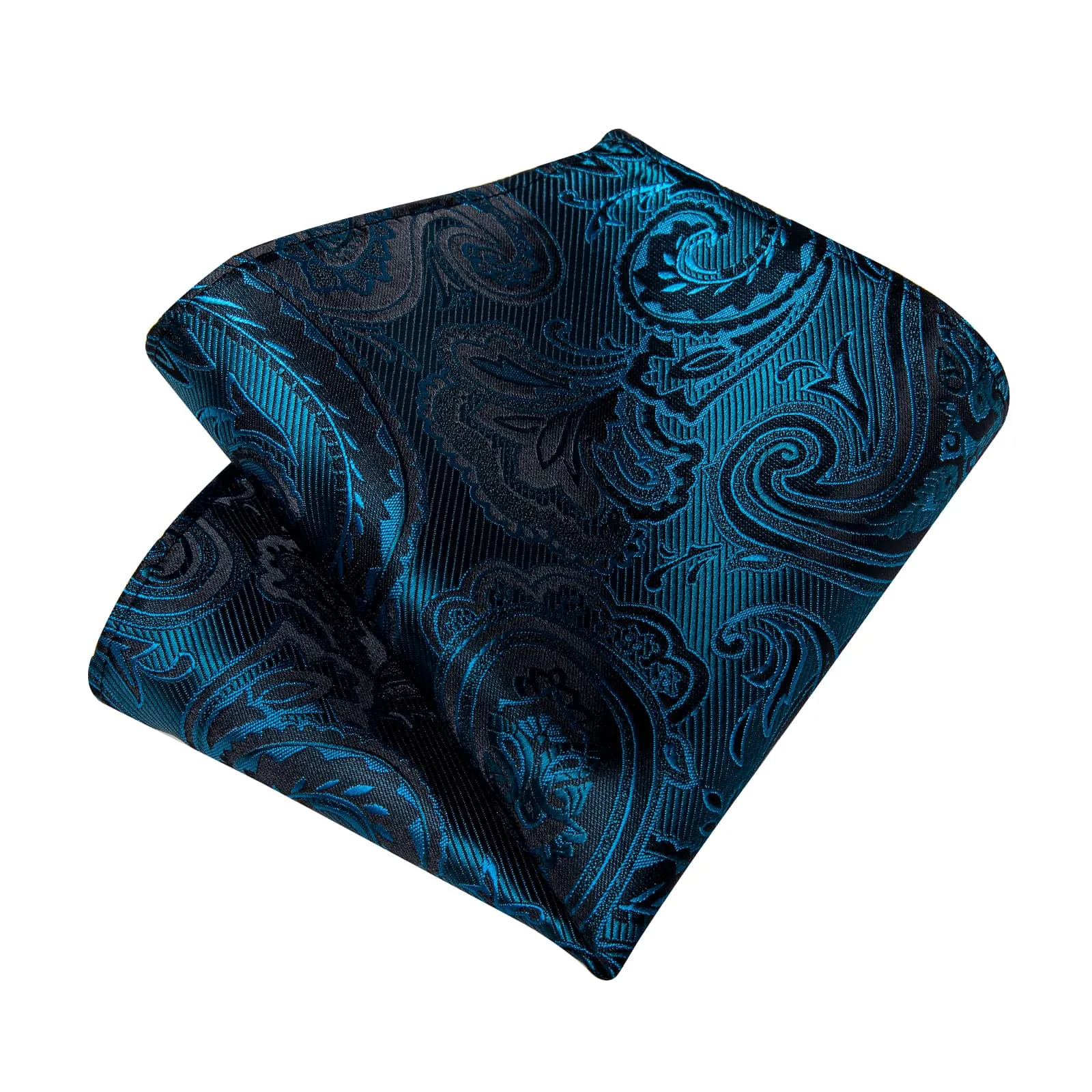 Ties2you Formal Ties Deep Teal Paisley Silk Mens Tie Hanky Cufflinks Set for Tuxedo Dress sold by Ties2You product image thumbnail 5