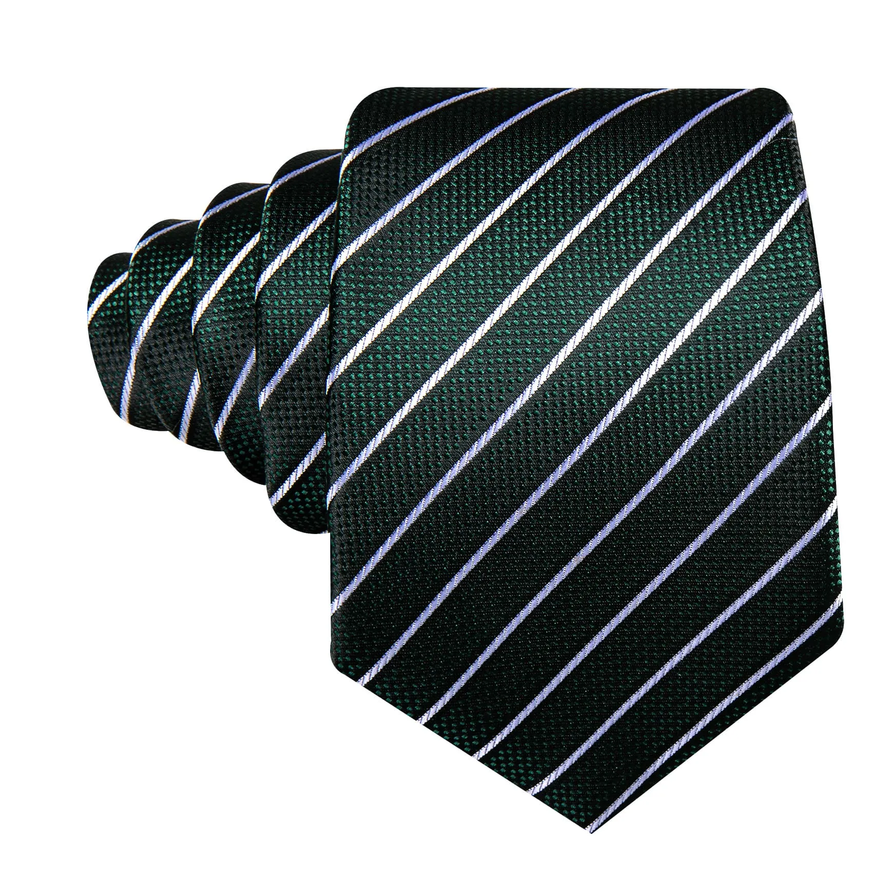 Ties2you Dress Tie Sapphire Pine Green Striped Men's Silk Tie Hanky Cufflinks Set sold by Ties2You product image thumbnail 4