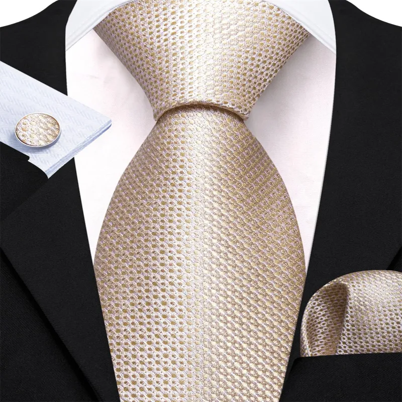 Ties2you Dress Tie Champagne Tie Solid Men's Silk Tie Handkerchief Cufflinks Set sold by Ties2You