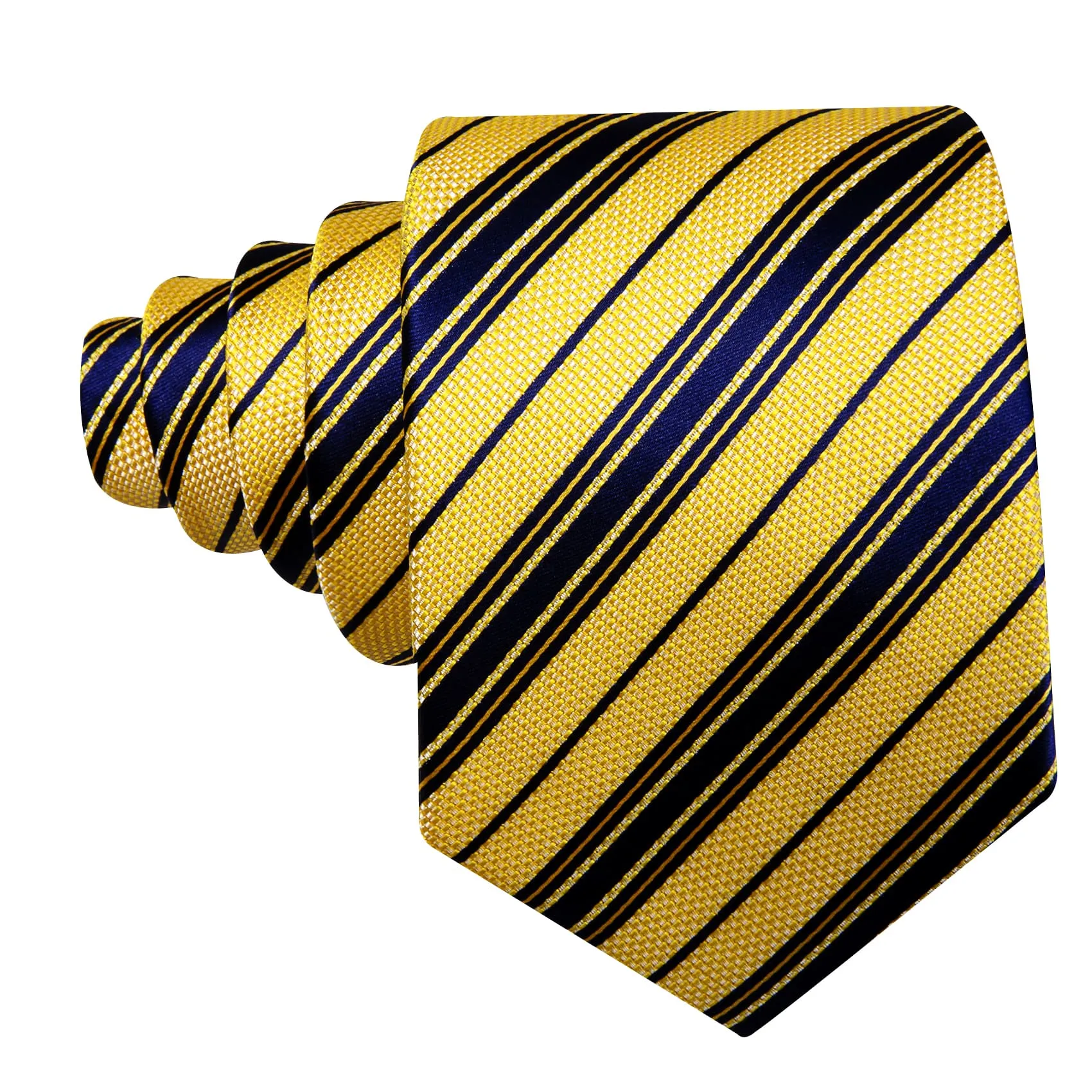 Ties2you Dress Tie Yellow Blue Striped Men's Silk Tie Pocket Square Cufflinks Set sold by Ties2You product image thumbnail 4