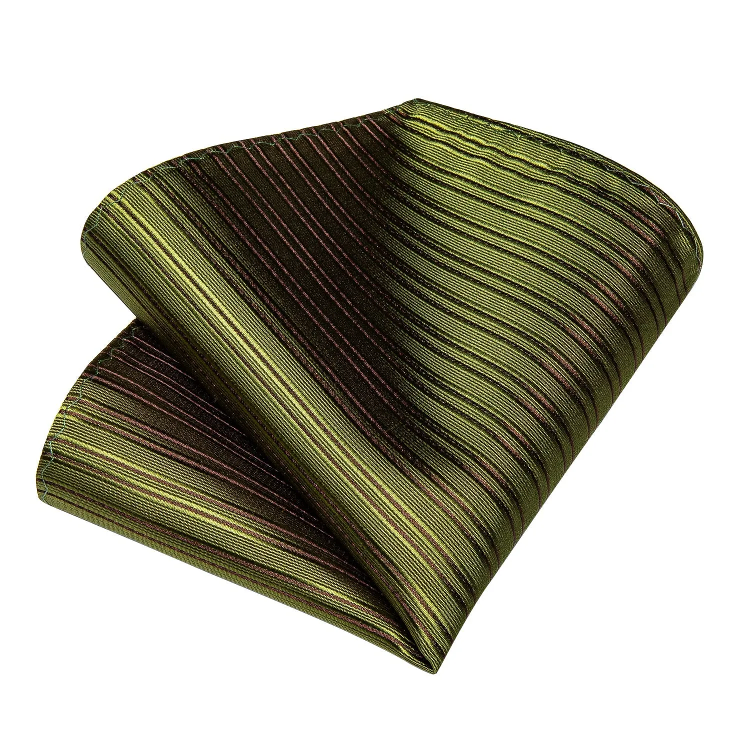 Ties2you Zipper Tie Olive Green Striped Pre-tied Tie Handkerchief Cufflinks Set sold by Ties2You product image thumbnail 5