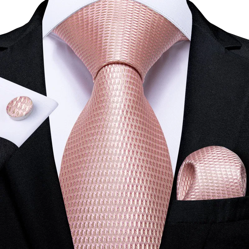 Ties2you Zipper Tie Rose Pink Solid Pre-tied Necktie Handkerchief Cufflinks Set sold by Ties2You