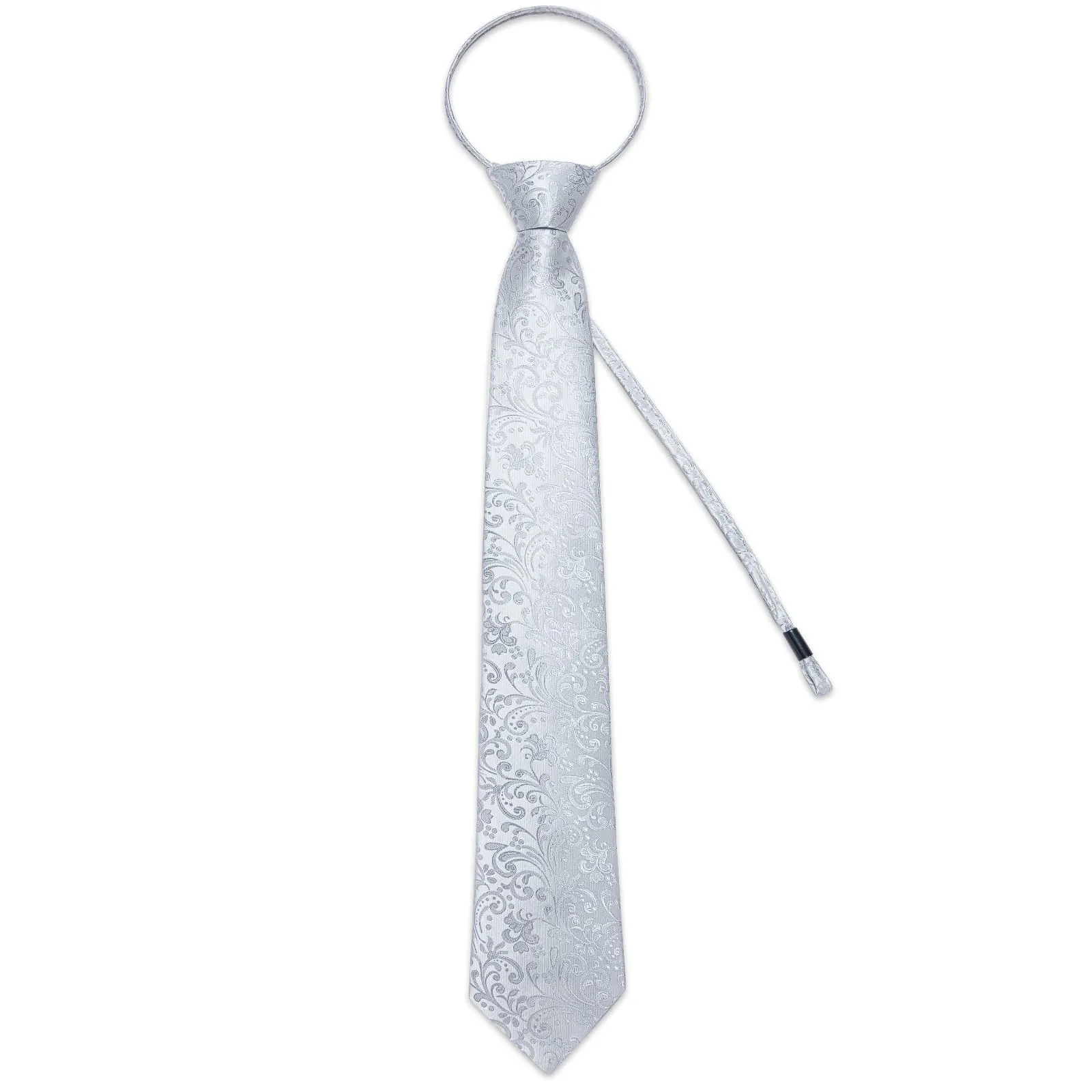 Ties2you Bucket Tie Light Grey Floral Lazy Men's Silk Tie Handkerchief Cufflinks Set sold by Ties2You product image thumbnail 4