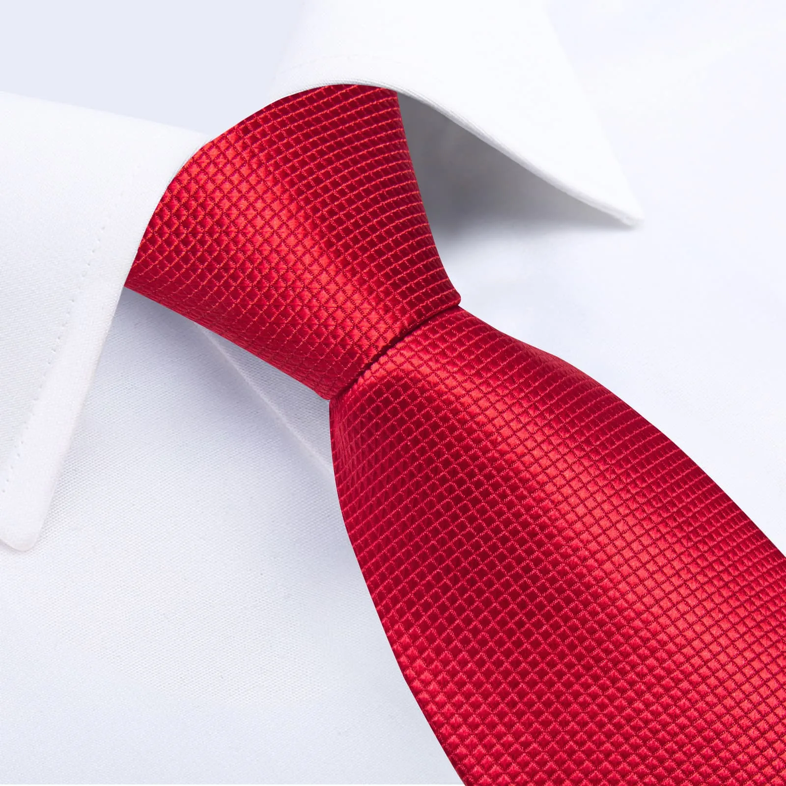 Ties2you Bucket Tie Classic Red Plaid Men's Silk Tie Pocket Square Cufflinks Set sold by Ties2You product image thumbnail 3