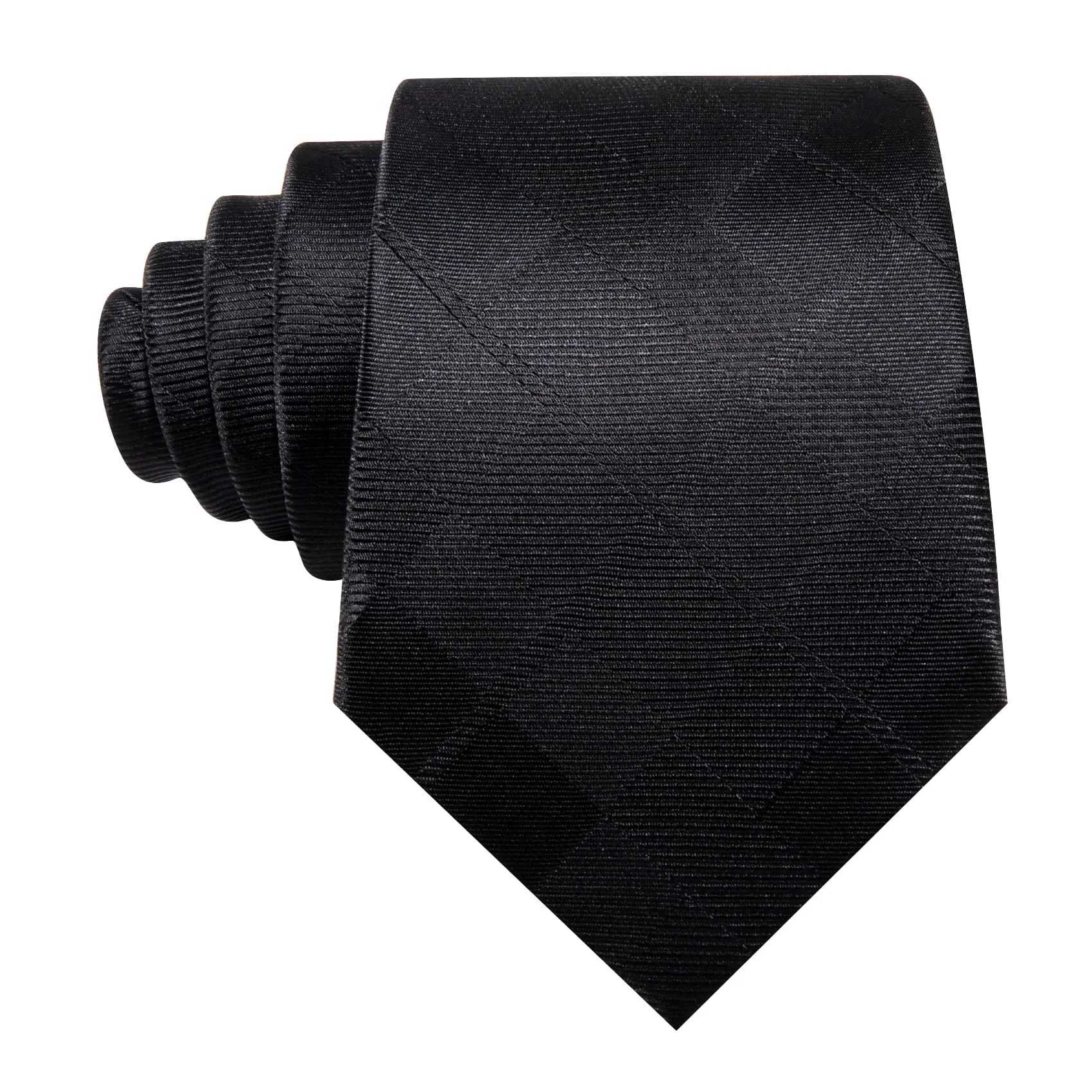 Ties2you Silk Tie Coal black Plaid Men's Tie Pocket Square Cufflinks Set sold by Ties2You product image thumbnail 5
