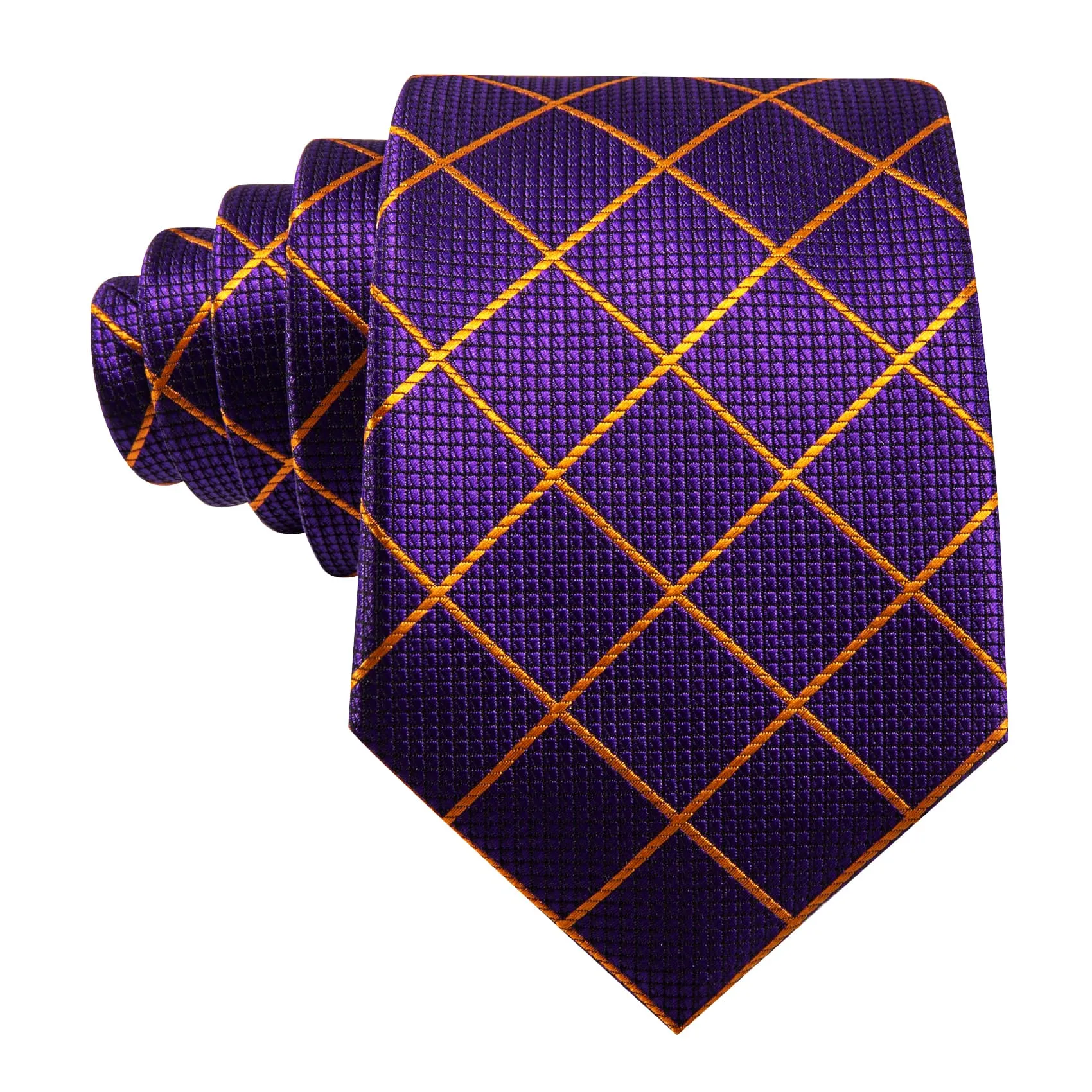 Ties2you Silk Tie Violet Purple Plaid Men's Tie Hanky Cufflinks Set sold by Ties2You product image thumbnail 5