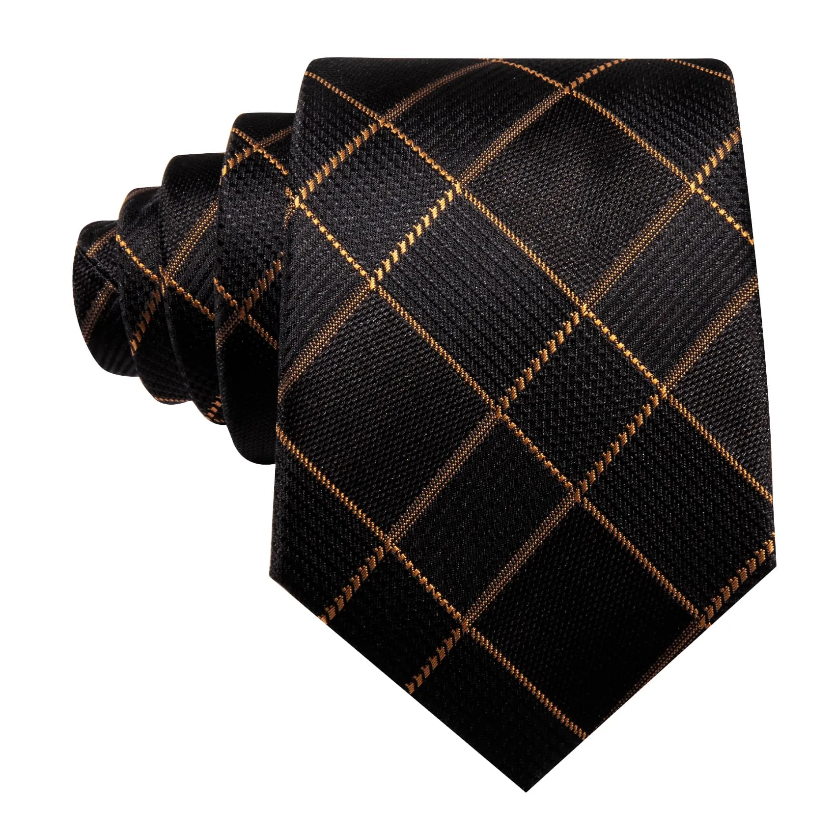 Ties2you Silk Tie Pecan Brown Plaid Men's Tie Handkerchief Cufflinks Set sold by Ties2You product image thumbnail 4