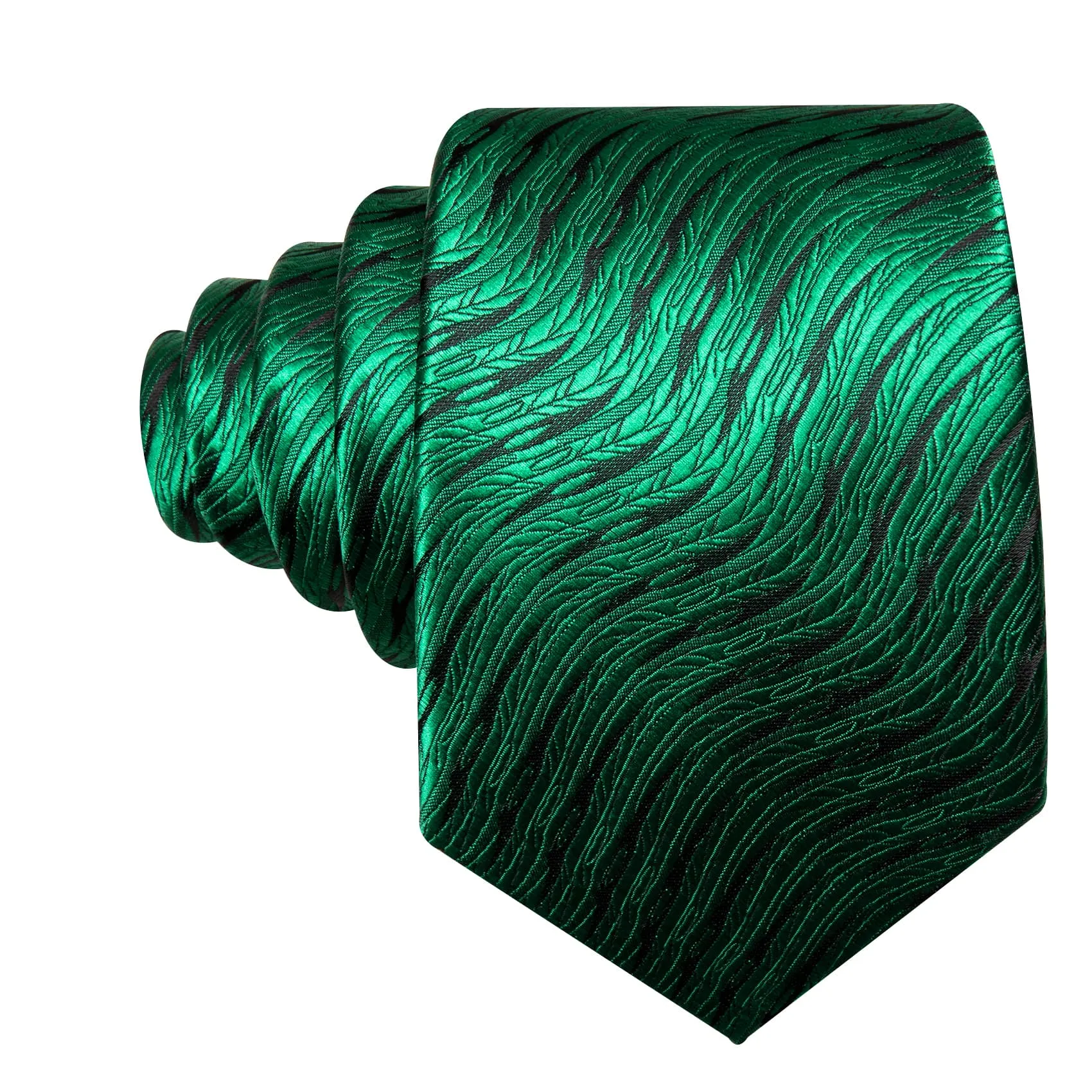 Ties2you Silk Tie Forest Green Novelty Irregular Waves Men's Tie Set Fashion sold by Ties2You product image thumbnail 4