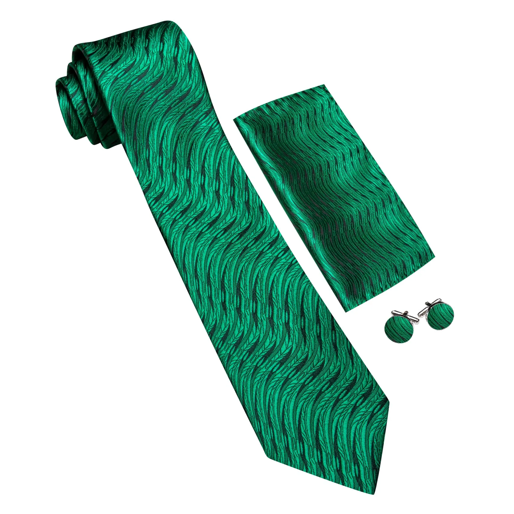 Ties2you Silk Tie Forest Green Novelty Irregular Waves Men's Tie Set Fashion sold by Ties2You product image thumbnail 5