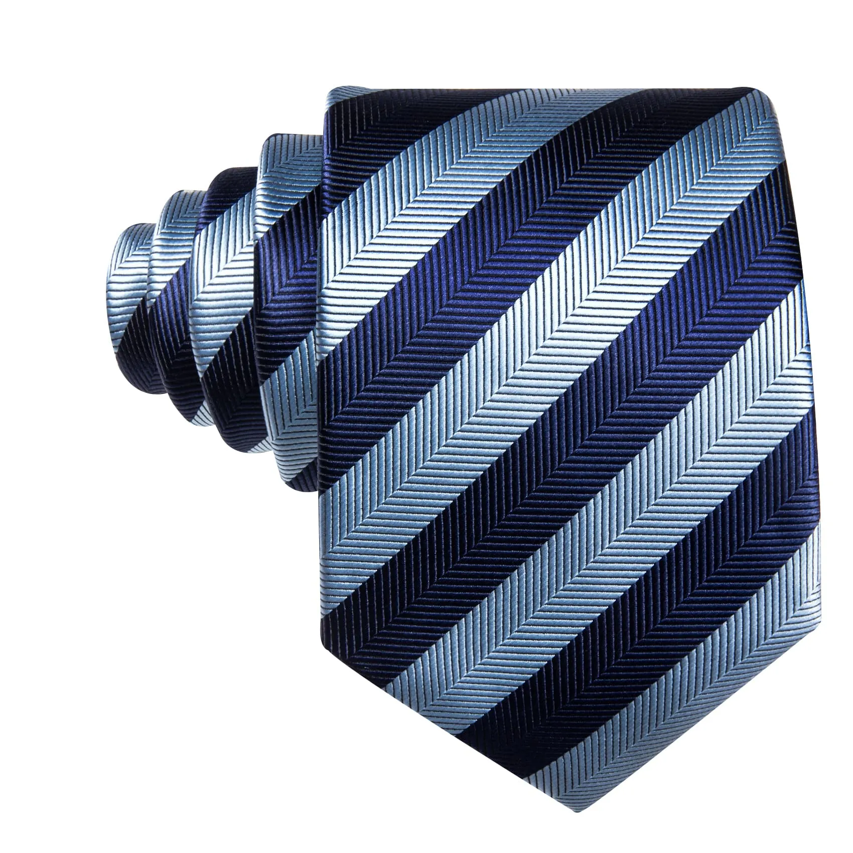 Ties2you Silk Tie Navy and Sky Blue Striped Men's Tie Pocket Square Cufflinks Set for Business sold by Ties2You product image thumbnail 5