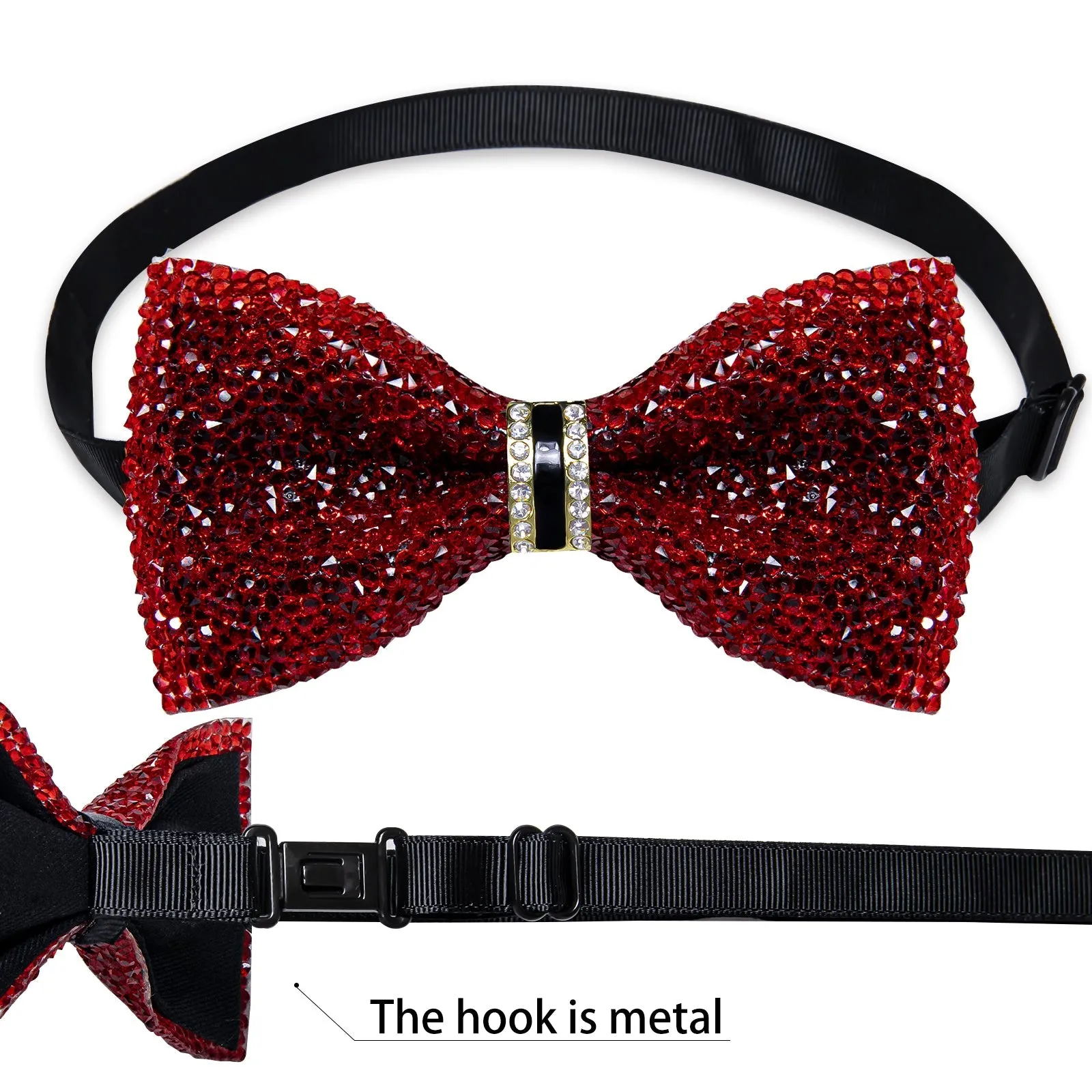 Crimson Imitated Crystal Men's Pre-tied Bowtie for Party sold by Ties2You product image thumbnail 3