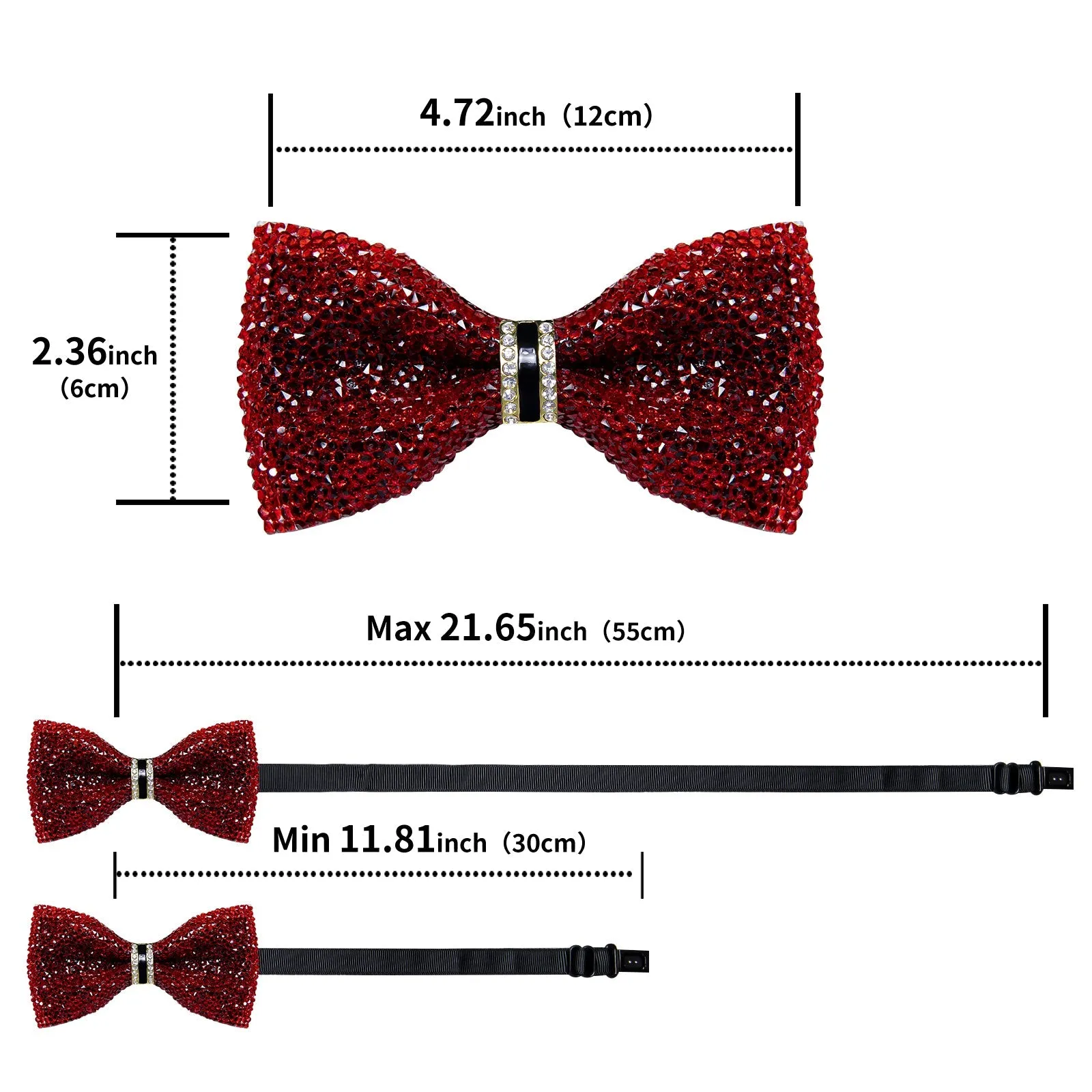 Crimson Imitated Crystal Men's Pre-tied Bowtie for Party sold by Ties2You product image thumbnail 4