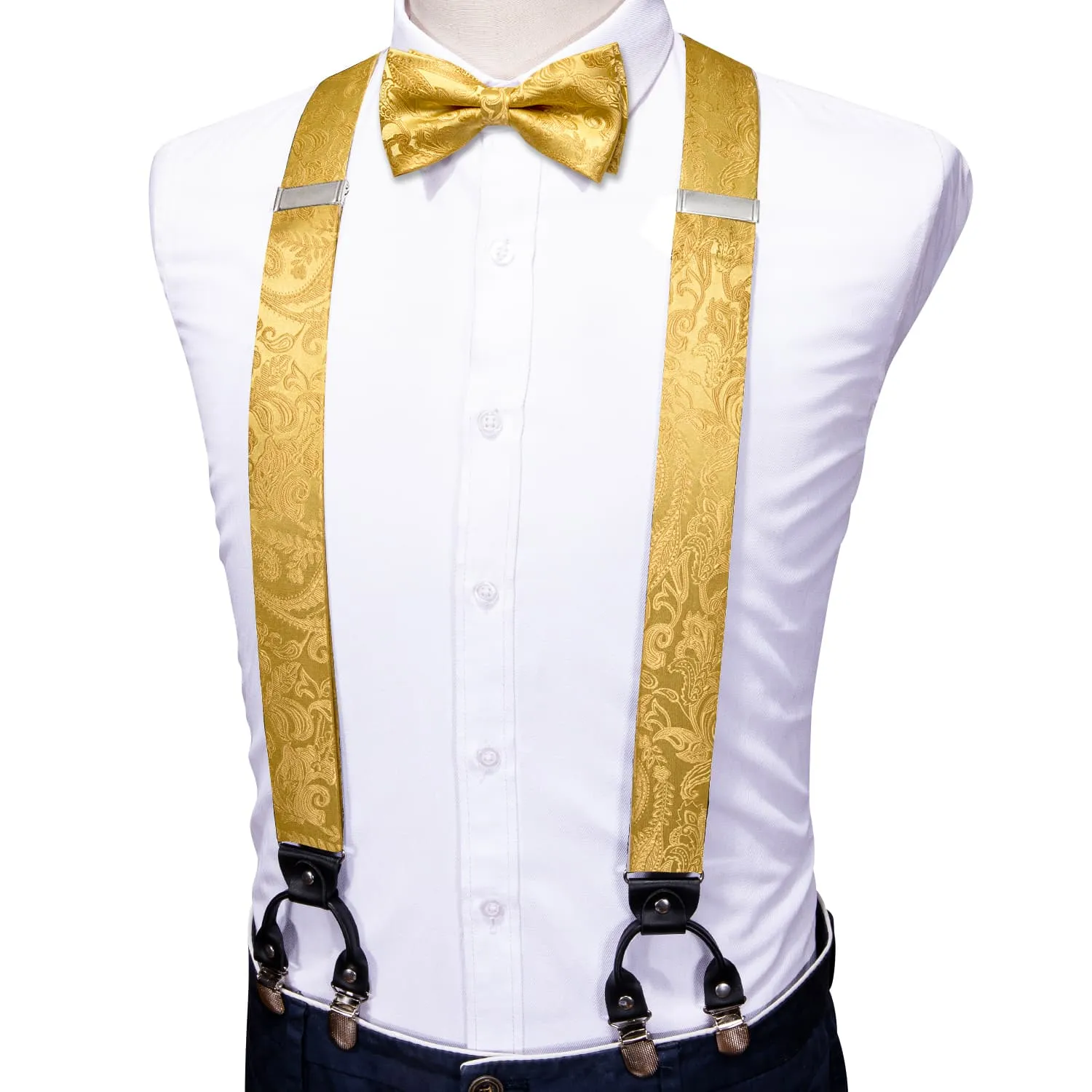 Ties2you Suspenders for Men Yellow Floral Y Back Brace Clip-on Suspender Bow Tie Set sold by Ties2You product image thumbnail 2