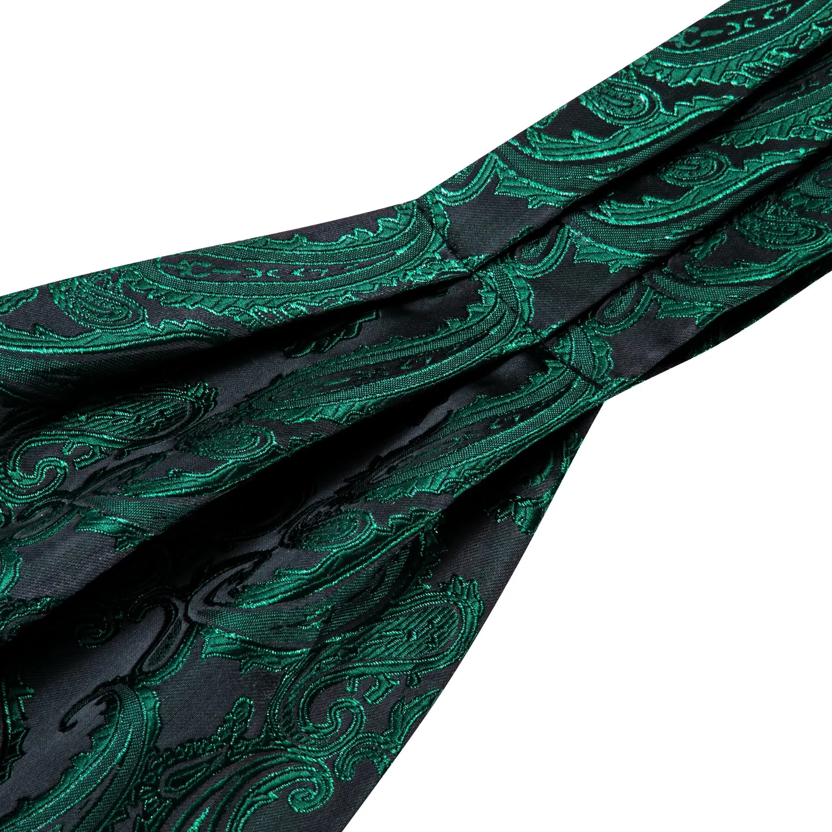 Ties2you Ascot Tie Sapphire Pine Green Paisley Silk Mens Ascot Cravat Set sold by Ties2You product image thumbnail 5