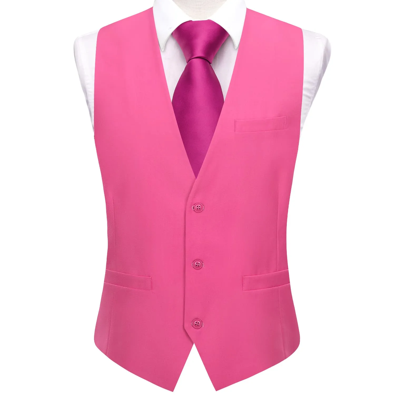 Ties2you Dress Vest Top Hot Pink Solid V Neck Men's Silk Business Vest sold by Ties2You