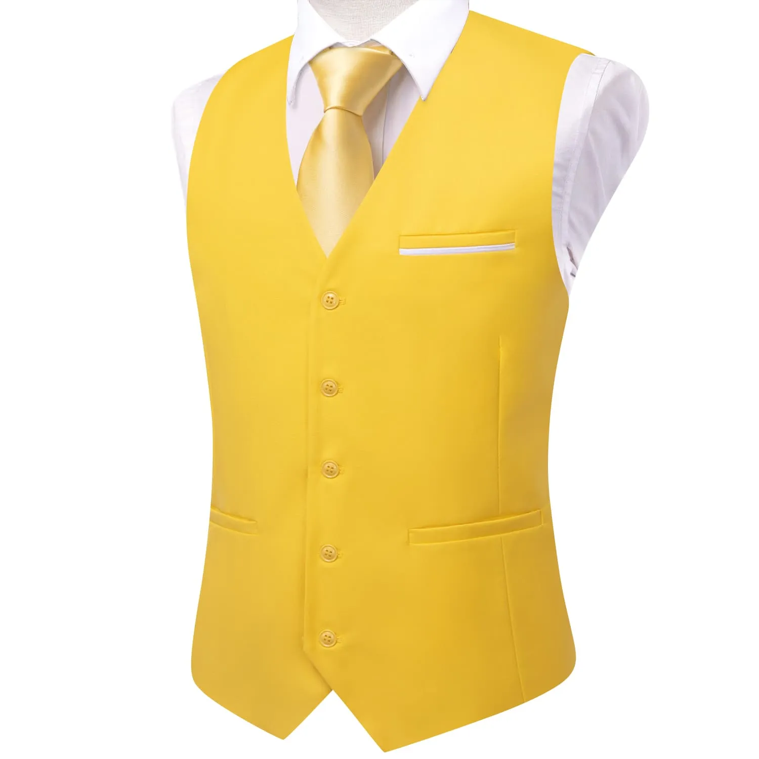 Ties2you Dress Vest Top Butter Yellow Solid V Neck Silk Vest for Men sold by Ties2You product image thumbnail 2