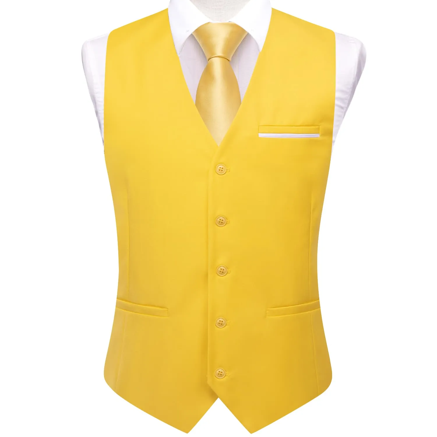 Ties2you Dress Vest Top Butter Yellow Solid V Neck Silk Vest for Men sold by Ties2You