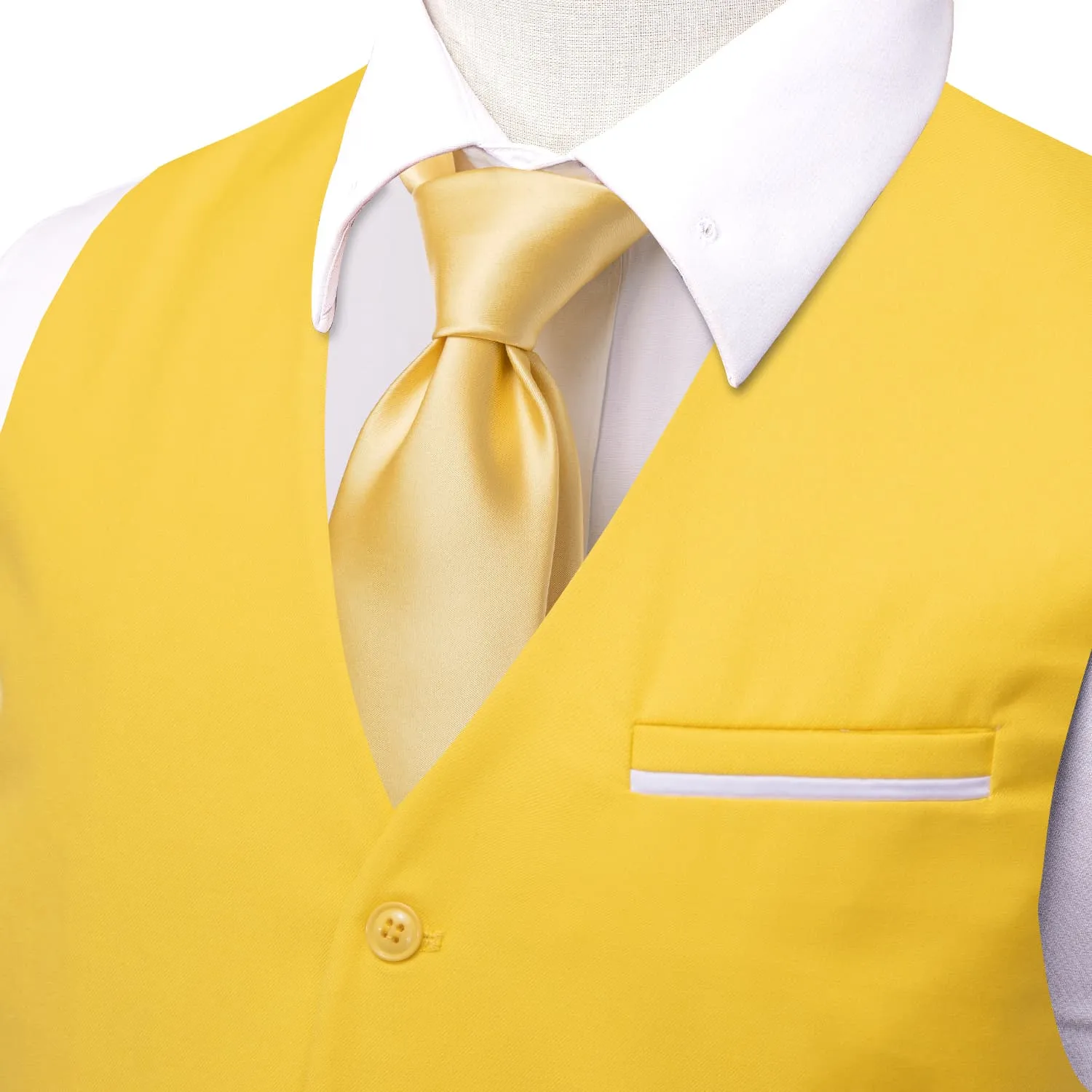 Ties2you Dress Vest Top Butter Yellow Solid V Neck Silk Vest for Men sold by Ties2You product image thumbnail 3
