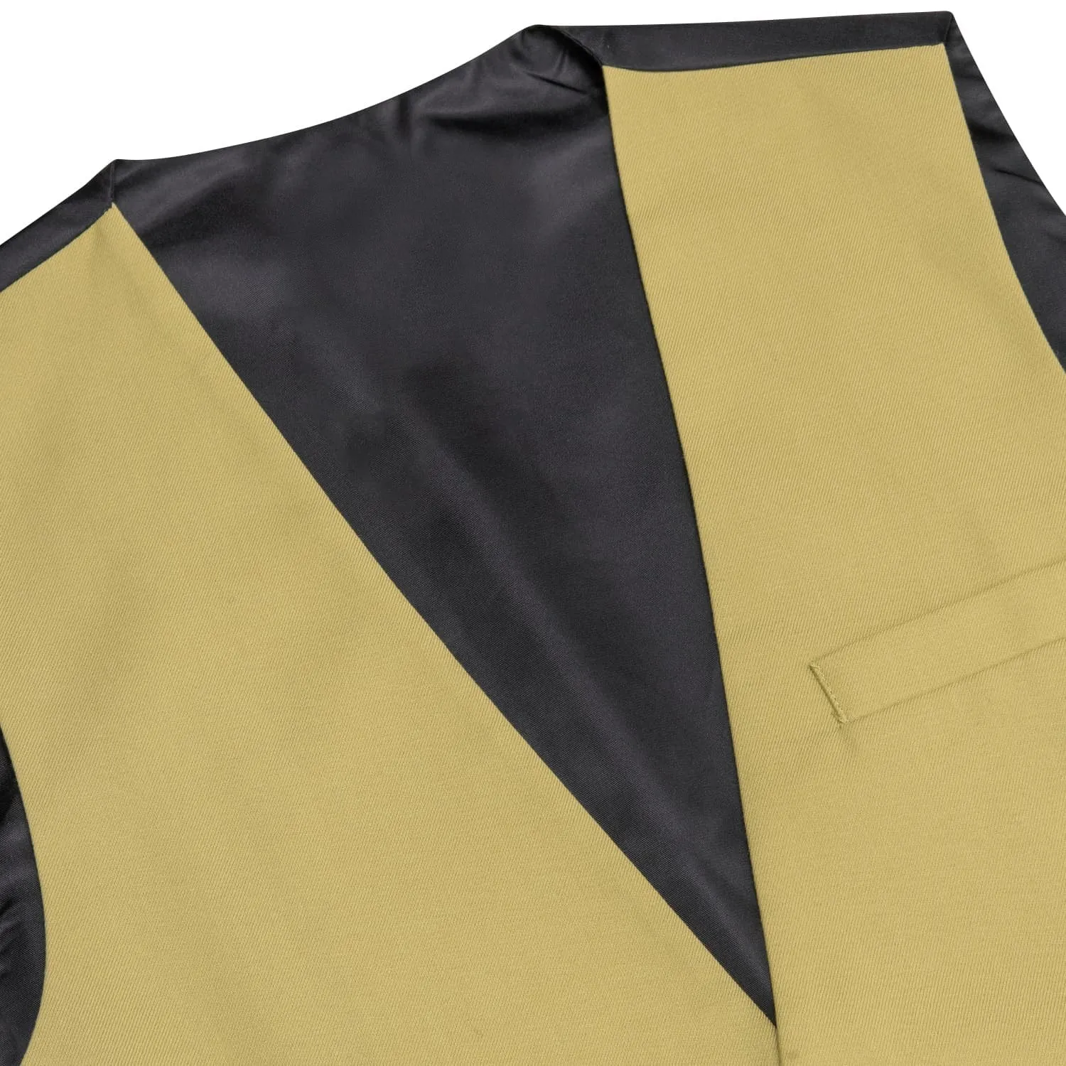 Ties2you Dress Vest Top Flaxen Yellow Solid V Neck Silk Vest for Men sold by Ties2You product image thumbnail 4