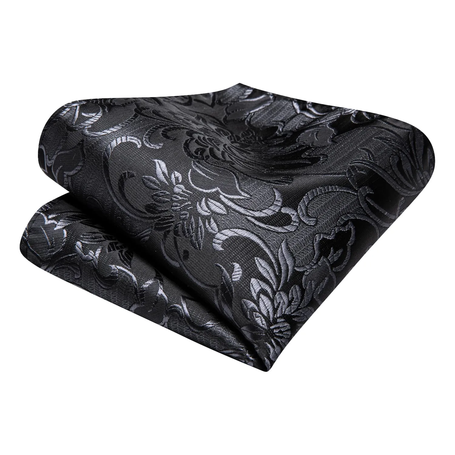 Ties2you Floral Tie Black Grey Mens Silk Tie Handkerchief Cufflinks Set sold by Ties2You product image thumbnail 5