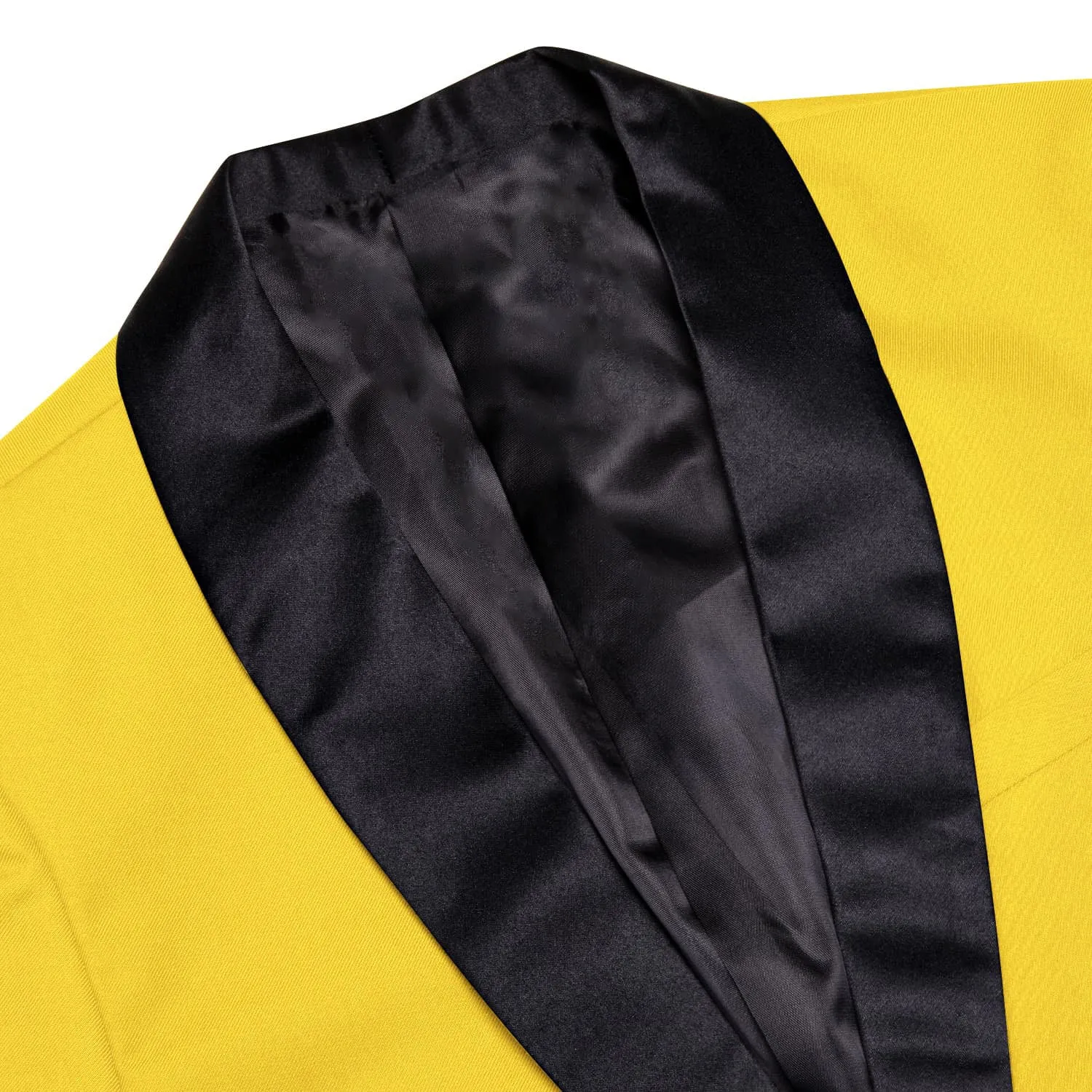 Ties2you Men's Suit Gloss Butter Yellow Solid Shawl Collar Silk Suit sold by Ties2You product image thumbnail 3