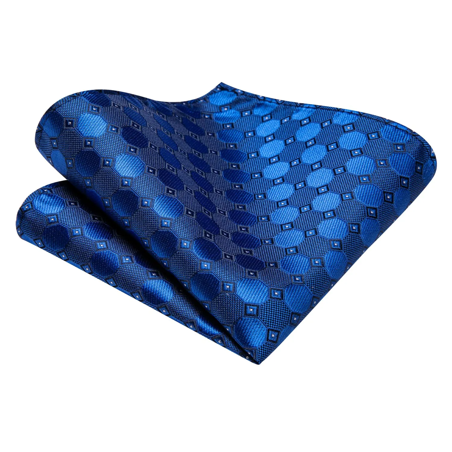 Ties2you Geometric Tie Navy Blue Silk Men's Tie Pocket Square Cufflinks Set sold by Ties2You product image thumbnail 5