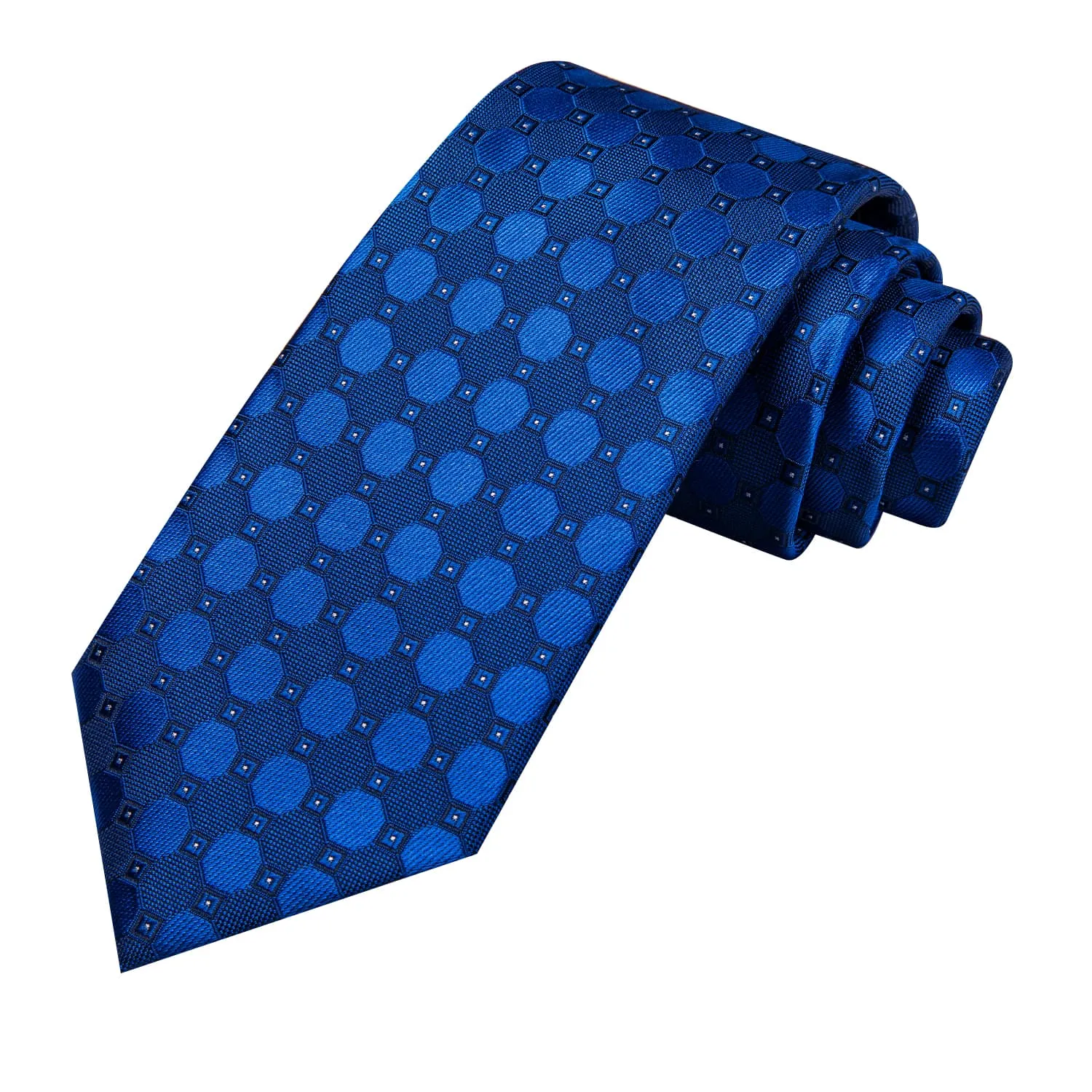 Ties2you Geometric Tie Navy Blue Silk Men's Tie Pocket Square Cufflinks Set sold by Ties2You product image thumbnail 4