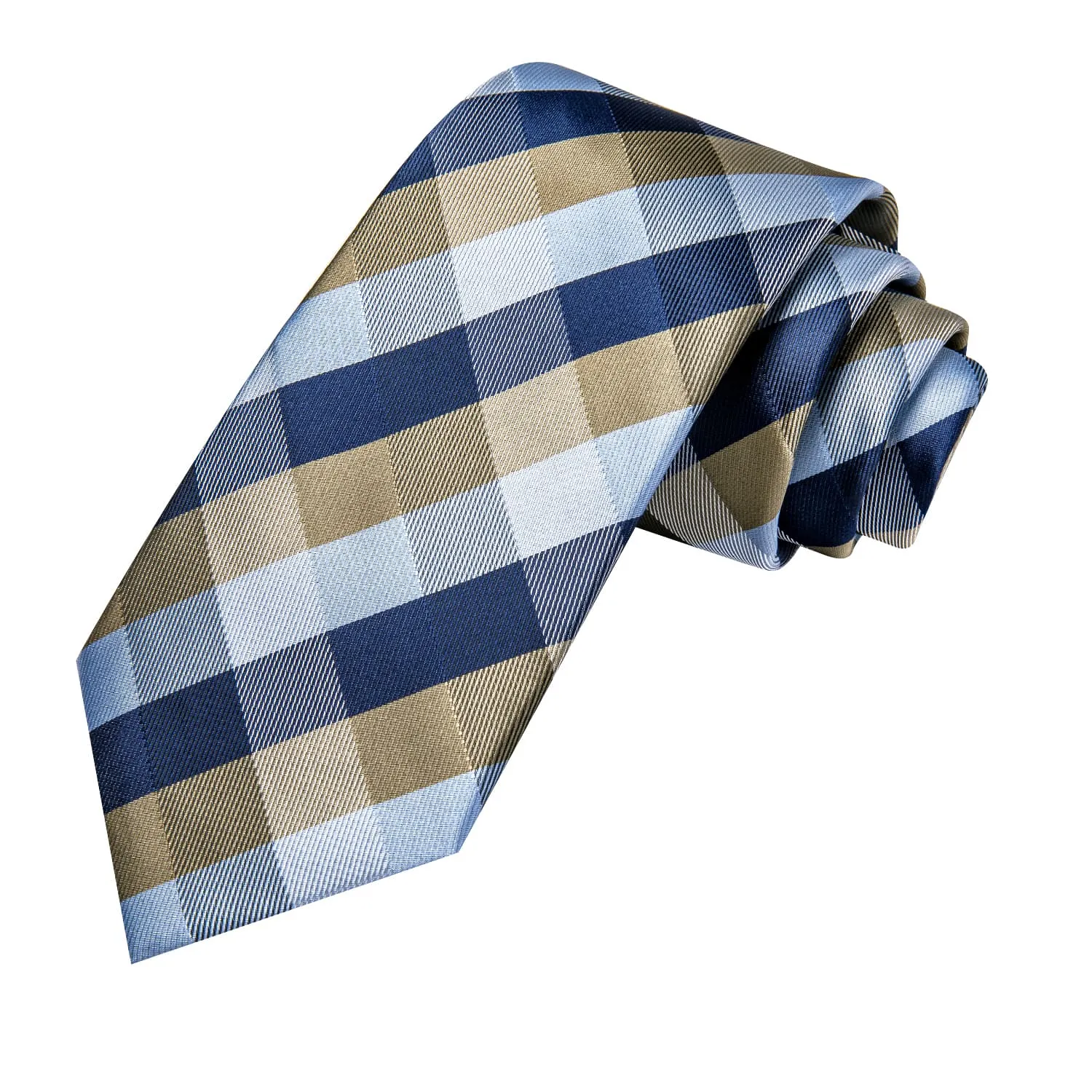 Ties2you Plaid Tie Blue Grey Silk Men's Tie Handkerchief Cufflinks Set sold by Ties2You product image thumbnail 4