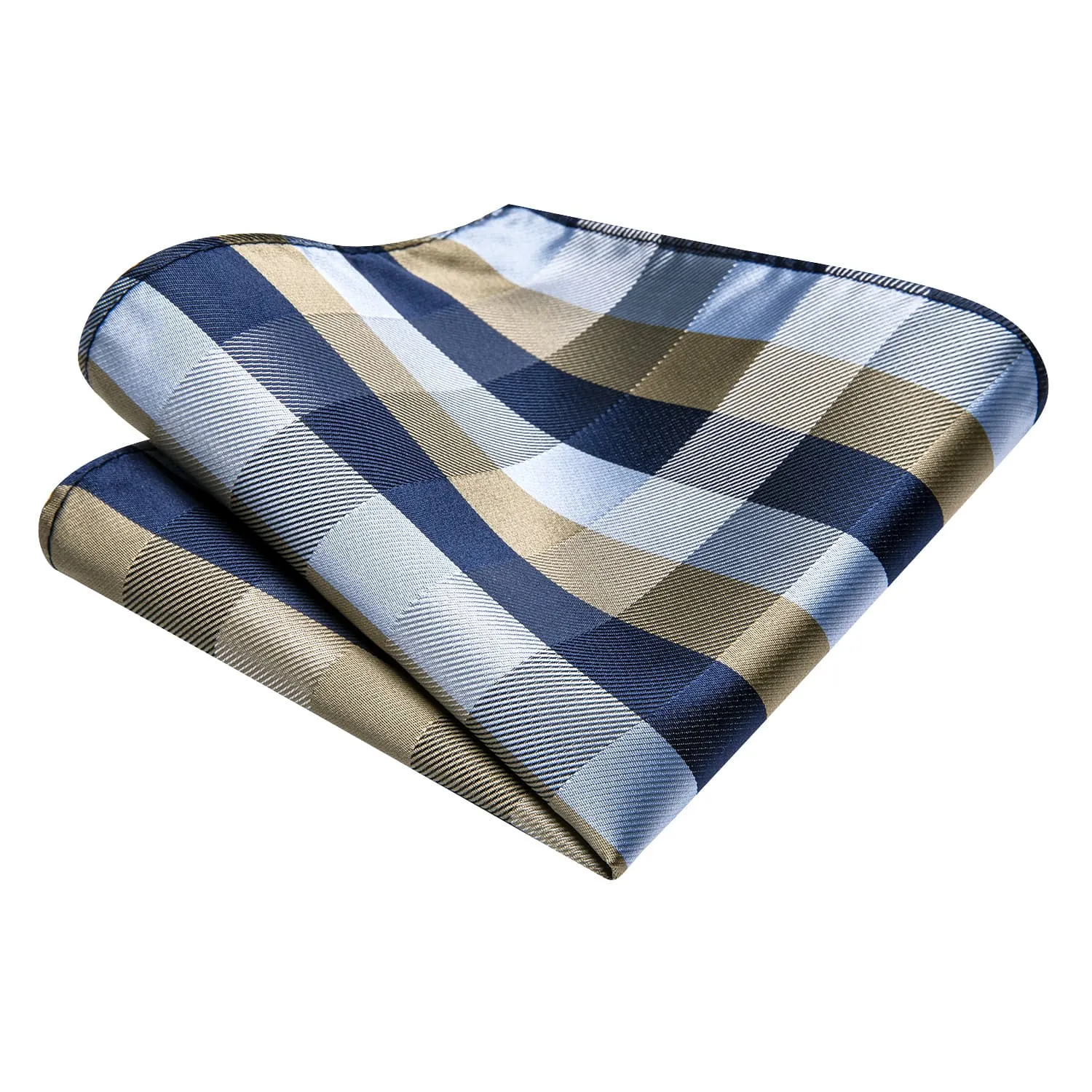 Ties2you Plaid Tie Blue Grey Silk Men's Tie Handkerchief Cufflinks Set sold by Ties2You product image thumbnail 5