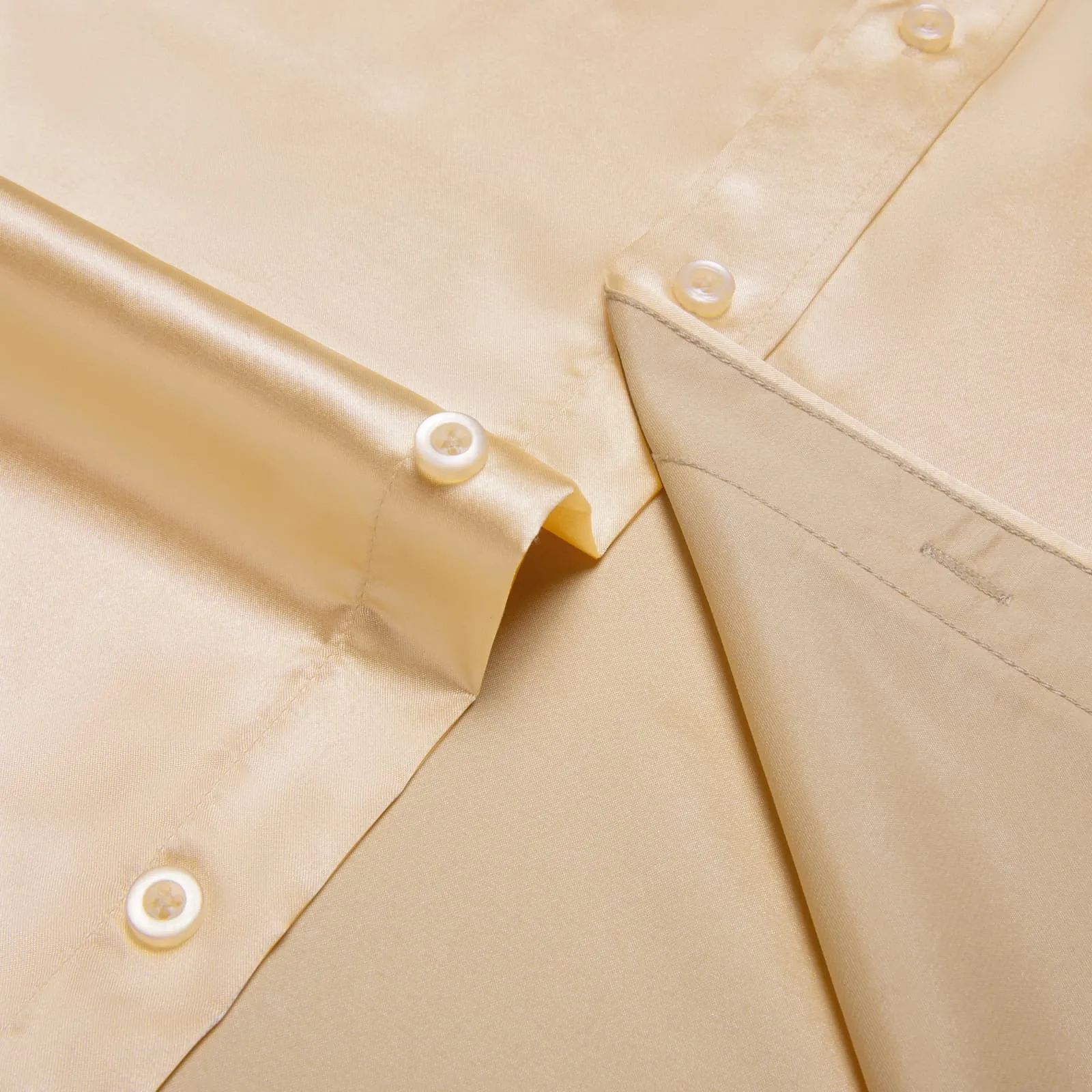 Ties2you Suit Shirt Wheat Solid Satin Mens Silk Button Down Long Sleeve Shirt sold by Ties2You product image thumbnail 5