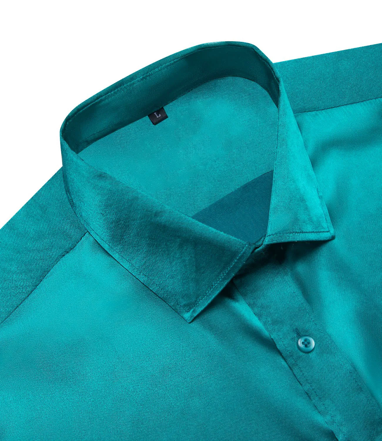 Ties2you Turquoise Satin Dress Shirts Mens Solid Long Sleeve Button Down Formal Shirt sold by Ties2You product image thumbnail 4