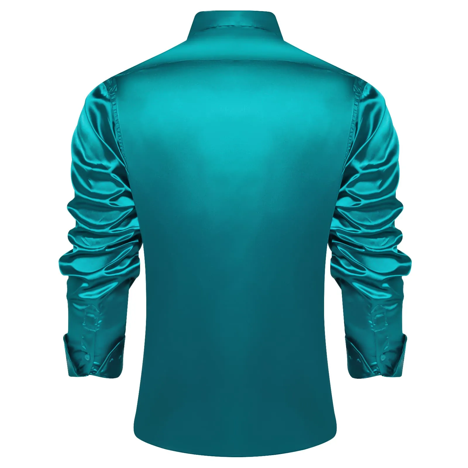 Ties2you Turquoise Satin Dress Shirts Mens Solid Long Sleeve Button Down Formal Shirt sold by Ties2You product image thumbnail 3