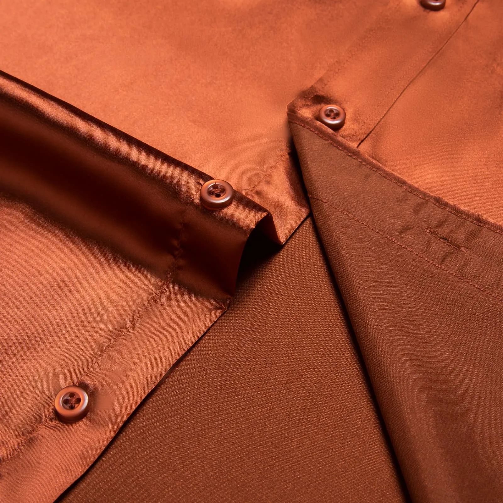 Ties2you Suit Shirt Amber Orange Solid Satin Mens Silk Button Down Shirt sold by Ties2You product image thumbnail 5