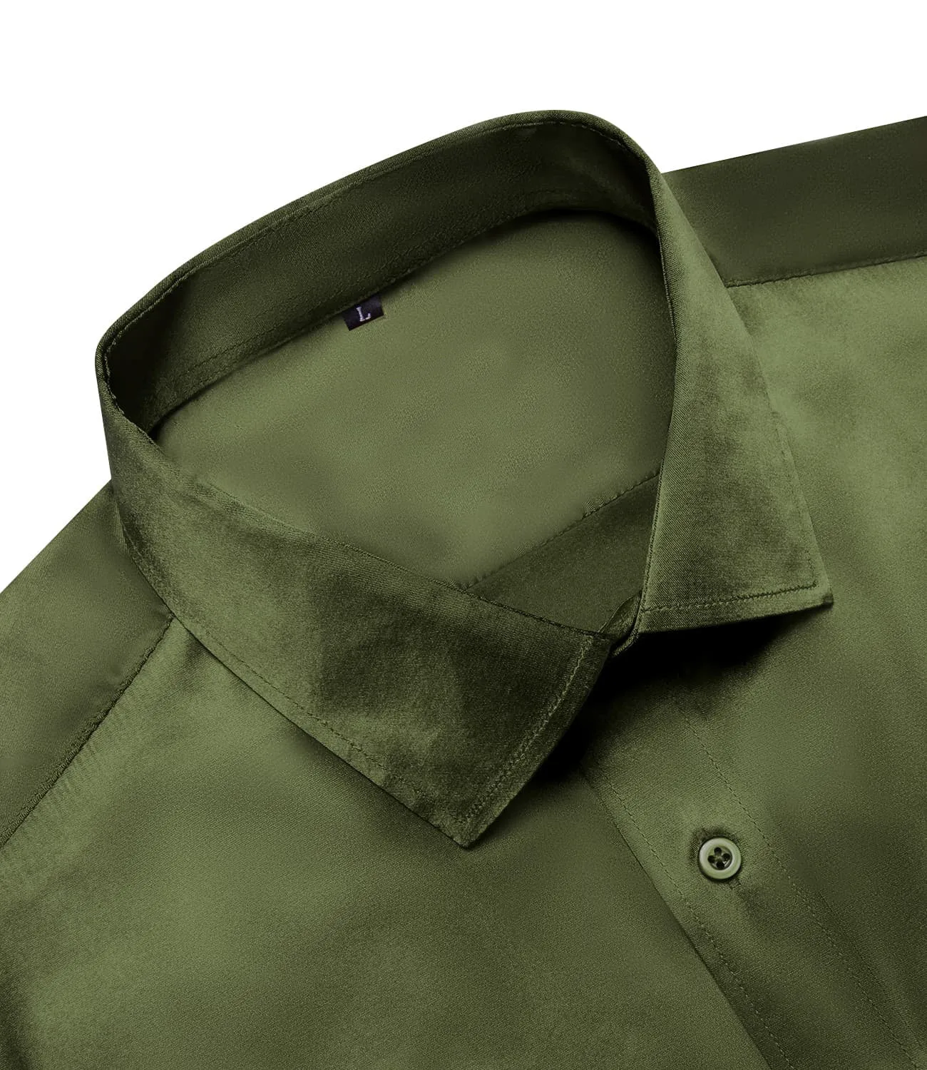 Ties2you Olive Green Satin Dress Shirts Mens Solid Long Sleeve Button Down Formal Shirt sold by Ties2You product image thumbnail 4