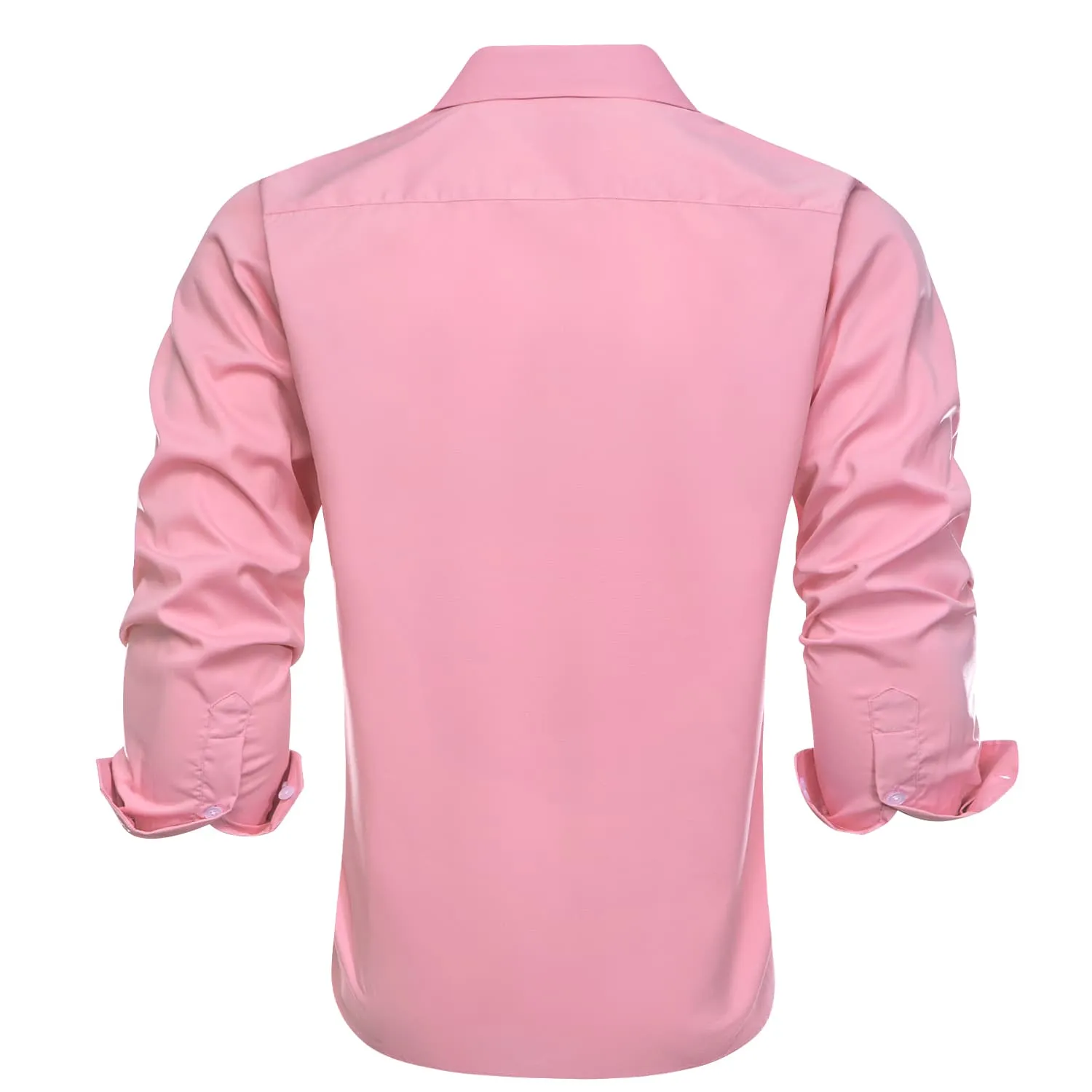 Ties2you Button Down Shirt Light Pink Solid Splicing Mens Silk Shirt sold by Ties2You product image thumbnail 3