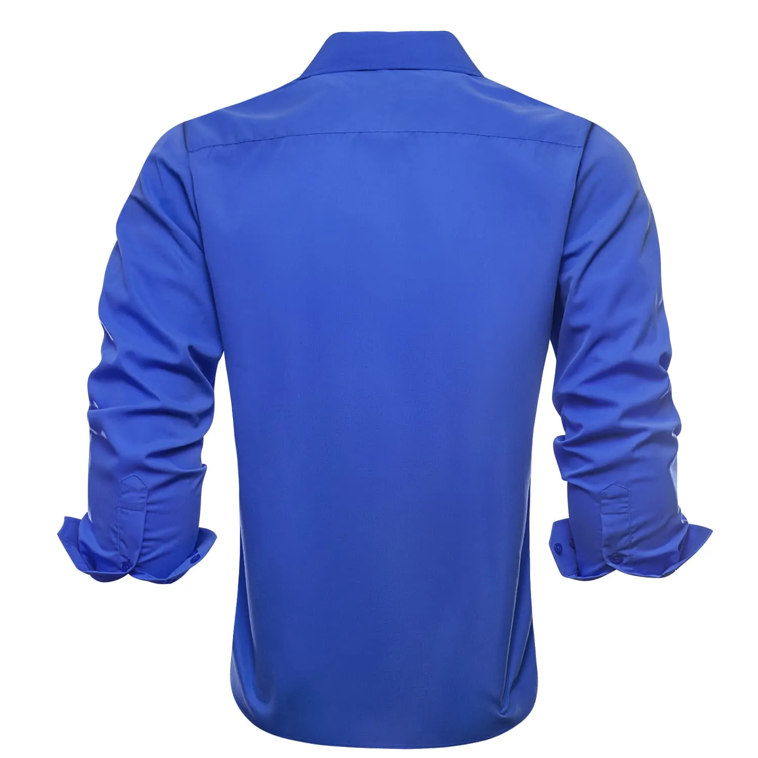 Ties2you Button Down Shirt Cobalt Blue Solid Black Splicing Mens Silk Shirt sold by Ties2You product image thumbnail 3