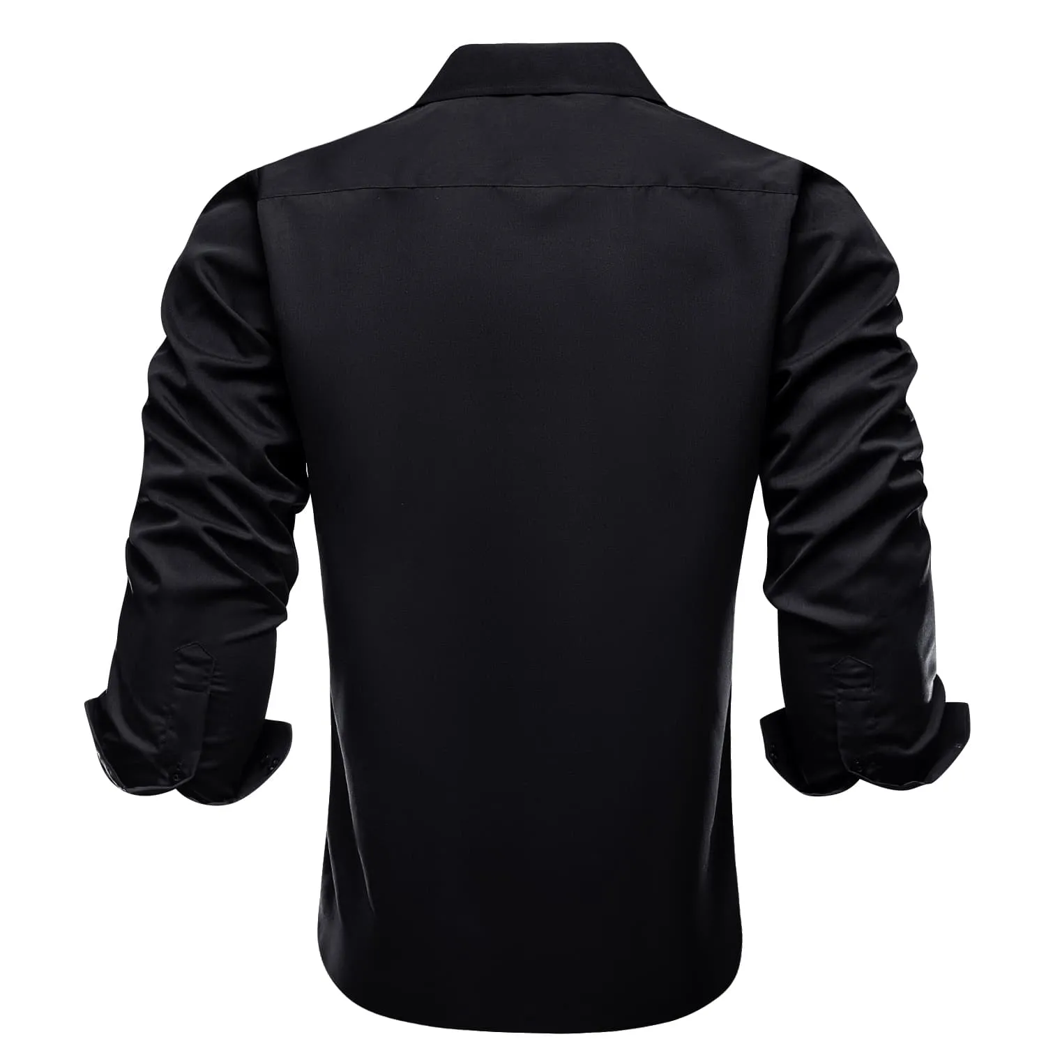 Ties2you Button Down Shirt Black Solid Teal Splicing Mens Silk Shirt sold by Ties2You product image thumbnail 3