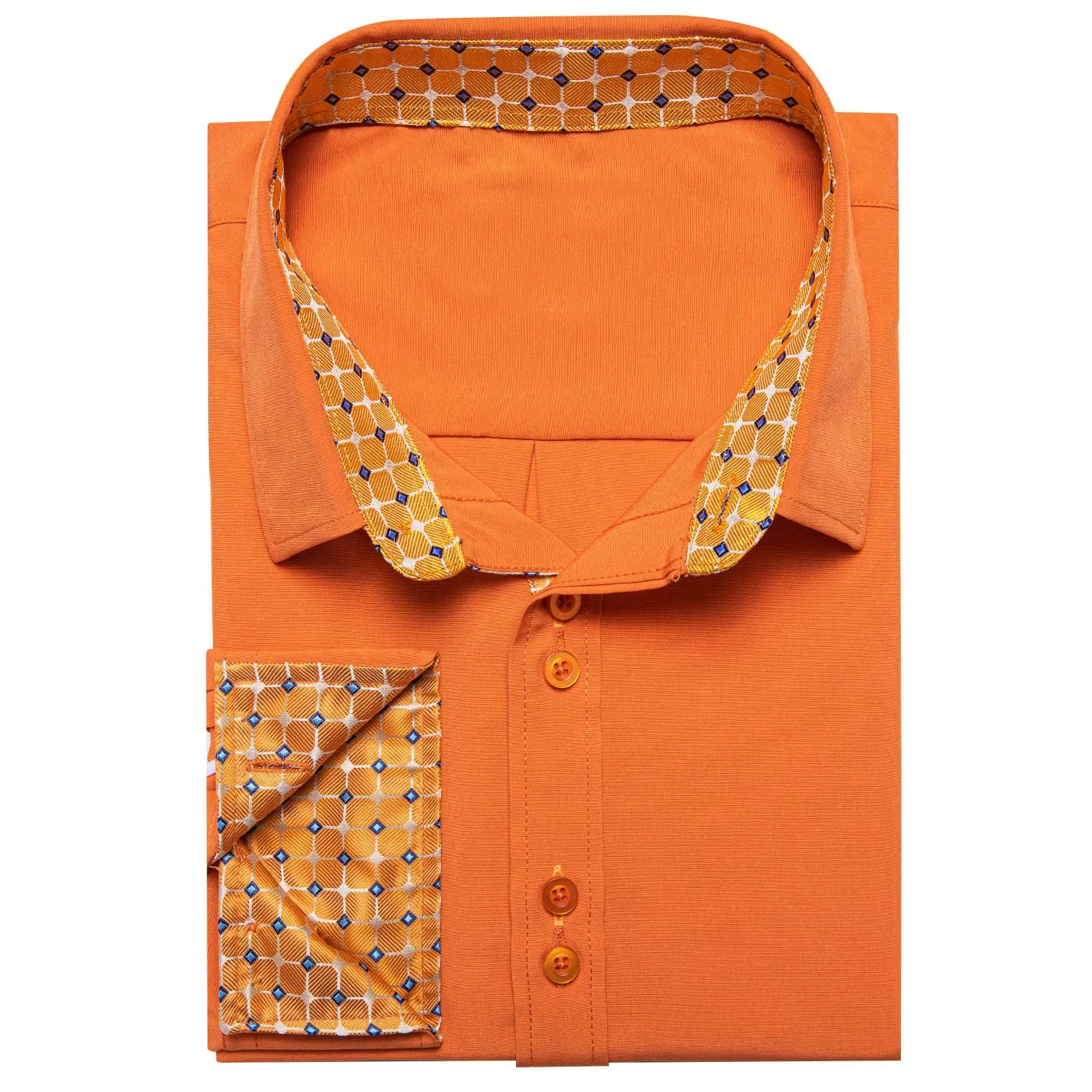 Ties2you Orange Splicing Shirt Mens Silk Long Sleeve Button Down Business Shirt sold by Ties2You product image thumbnail 3