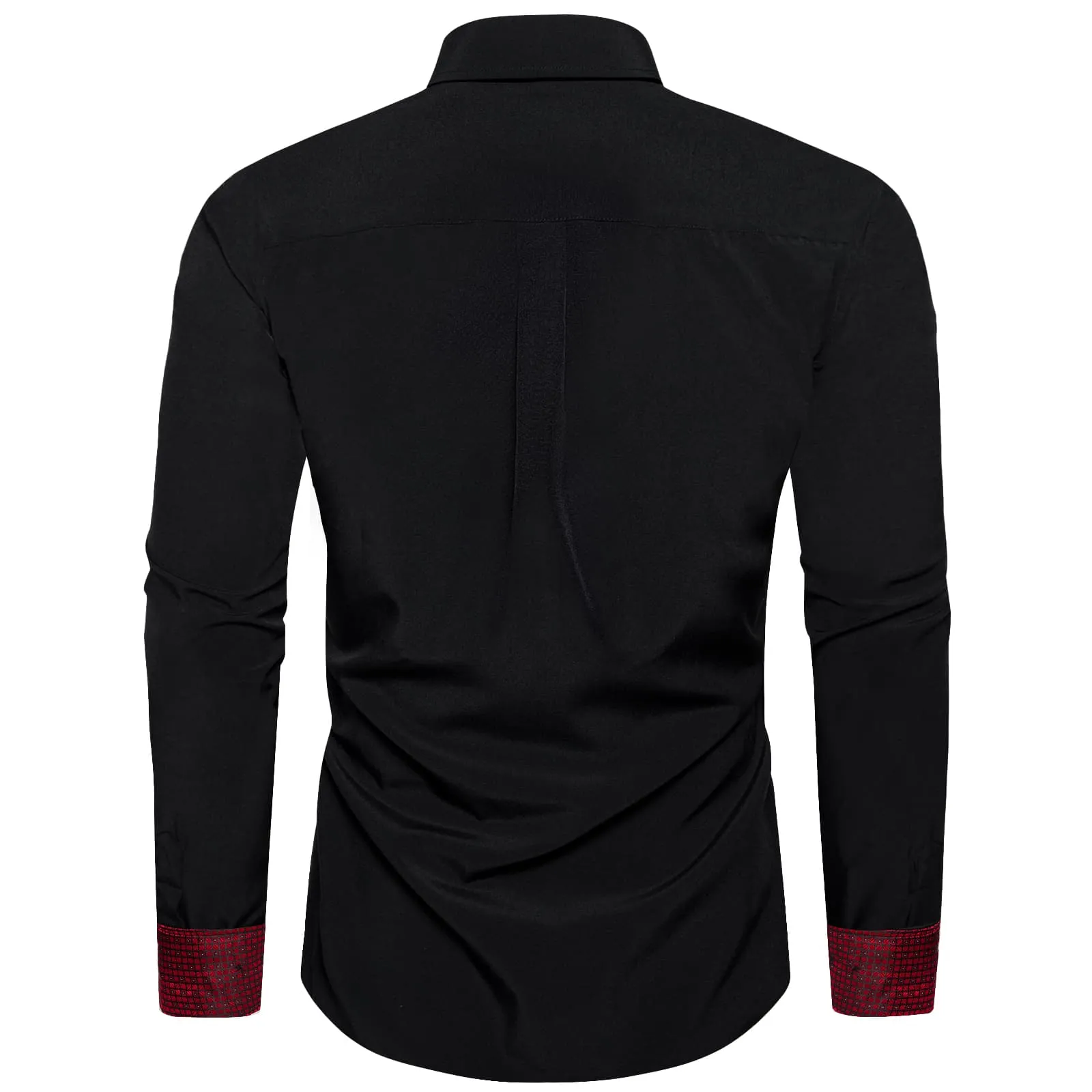 Ties2you Black Burgundy Splicing Shirt Mens Slim Fit Long Sleeve Button Down Casual Shirt sold by Ties2You product image thumbnail 4