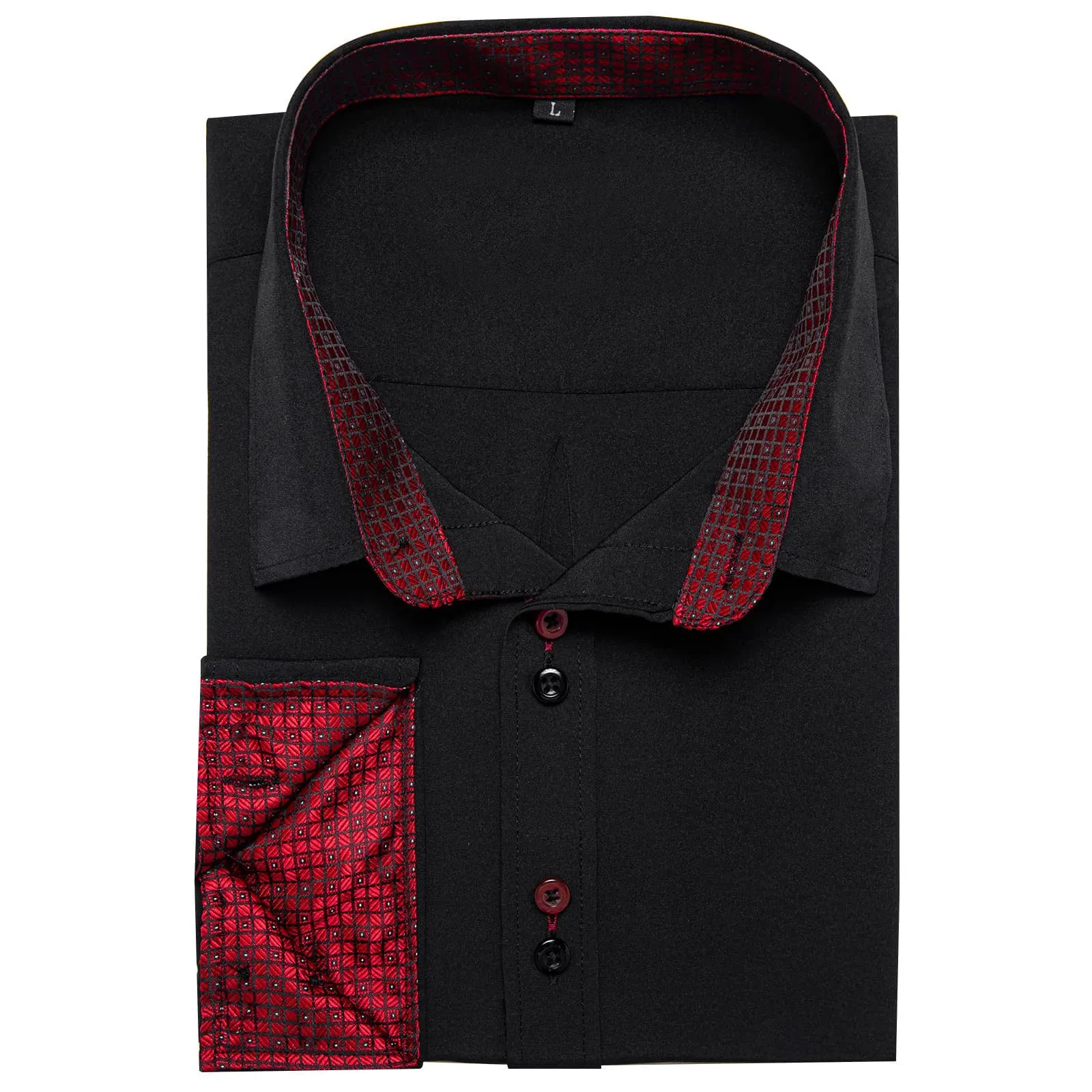 Ties2you Black Burgundy Splicing Shirt Mens Slim Fit Long Sleeve Button Down Casual Shirt sold by Ties2You product image thumbnail 3