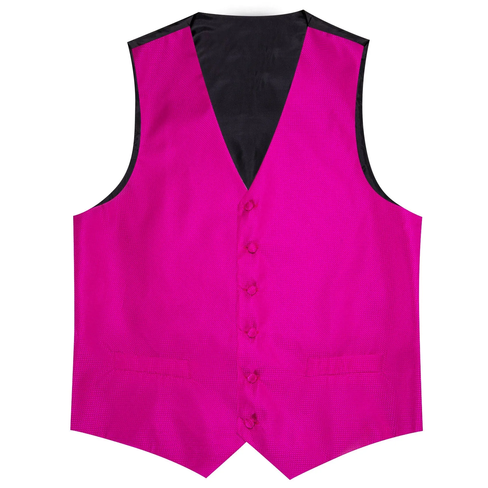 Ties2you Mens Suit Vest Magenta Pink Solid Silk V-Neck Vest sold by Ties2You product image thumbnail 4